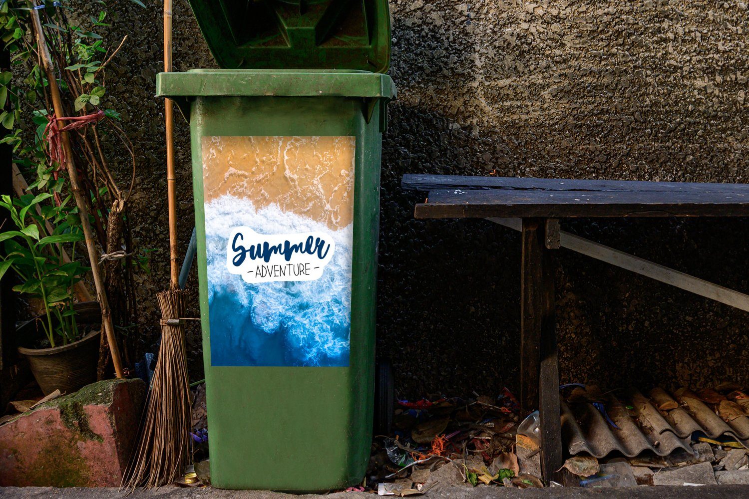 Zauber St), (1 MuchoWow Sommer Mülltonne, Strand Abfalbehälter - Mülleimer-aufkleber, Sticker, Wandsticker Container, -