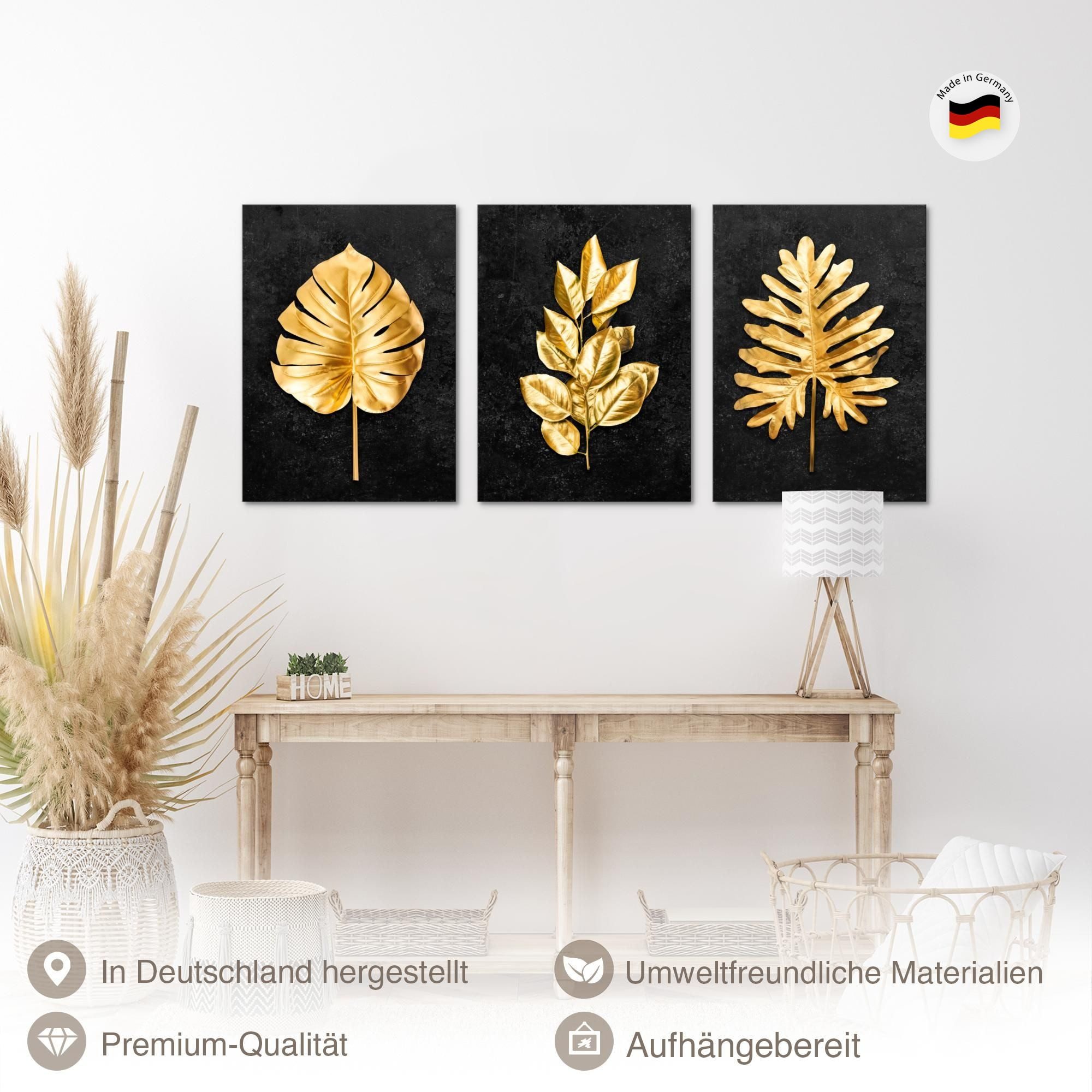 Novart Wandbild Bilder ene Blätter AUFHÄNGFERTIG Schlafzimmer Flur Deko N0332, 40 x 60 cm - 3 Bilder – Bild 2 von 5