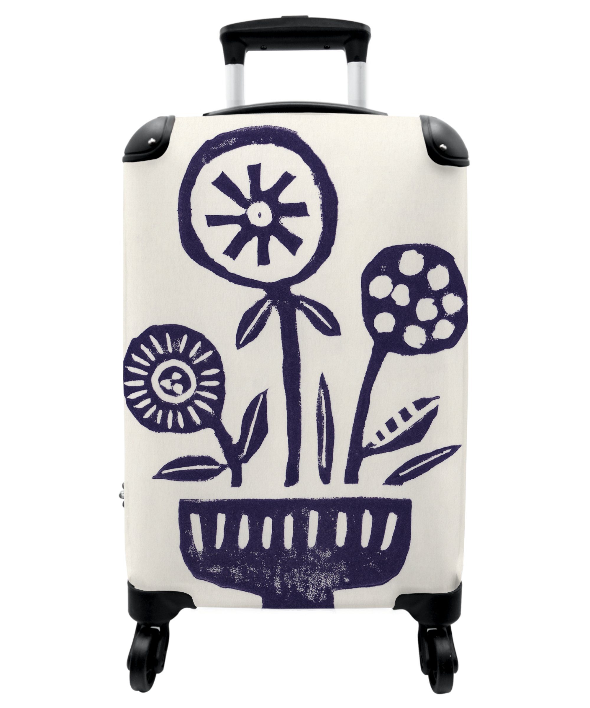 NoBoringSuitcases.com© Handgepäckkoffer 55x35x20cm Blumen - Pflanzen - Vase - Abstrakt, 4 Rollen, Handgepäck Trolley Rollkoffer Kleine Reisekoffer mit 4 Rollen - Cabin