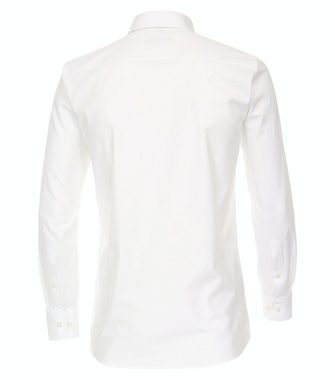CASAMODA Businesshemd Businesshemd - Modern Fit - Langarm - Einfarbig - Weiß mit Stretch