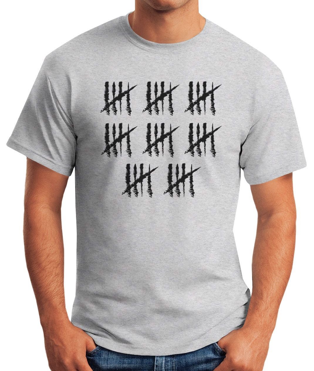 MoonWorks Print-Shirt Strichliste Alter grau T-Shirt mit Herren Jahrgang Jubiläum Geschenk Object] Fun-Shirt Print Striche Geburtstag Moonworks® 40 [object
