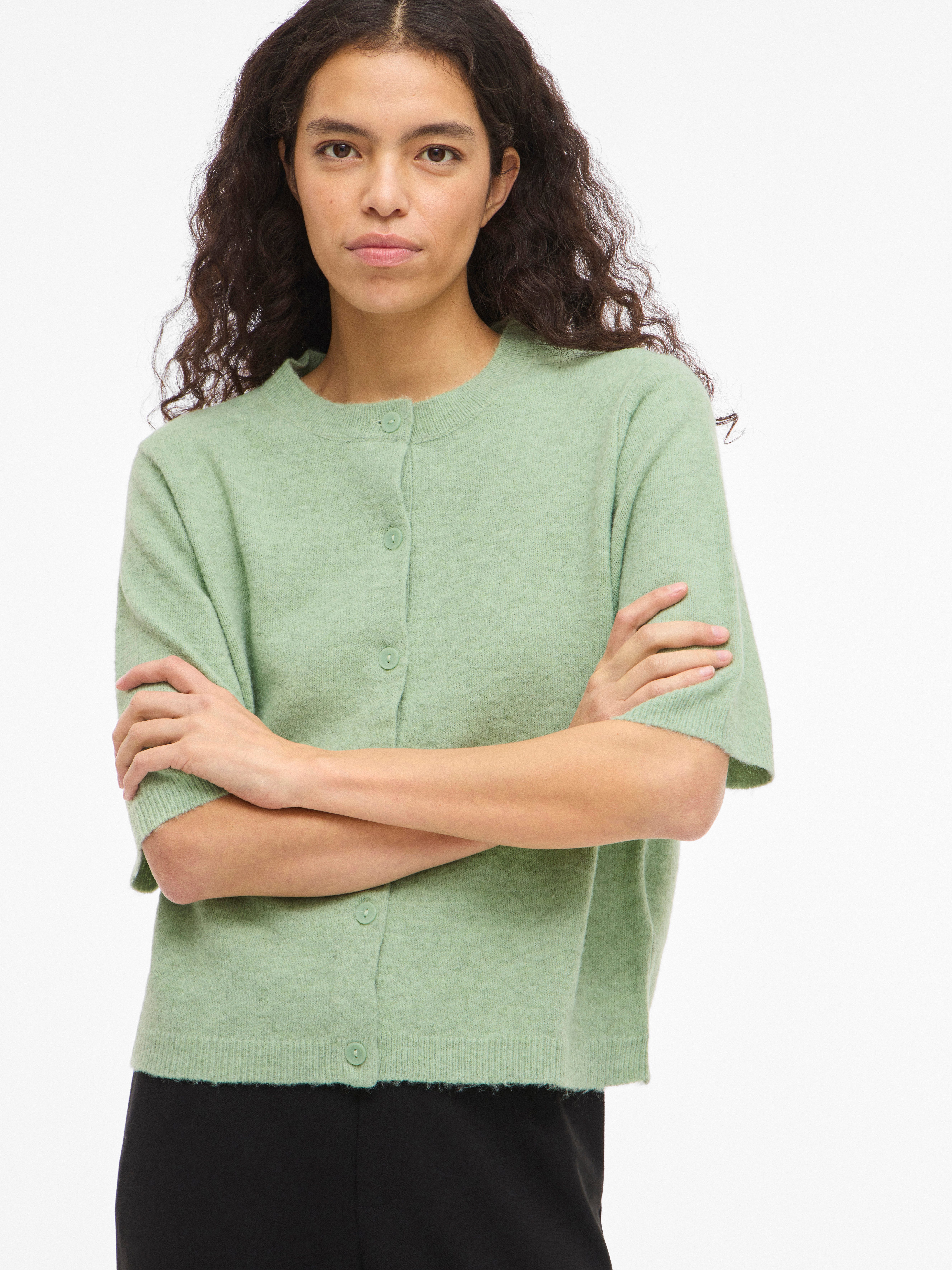 Vila Strickjacke VILIGA 2/4 O-NECK KNIT CARDIGAN - NOOS Materialmix, regular fit