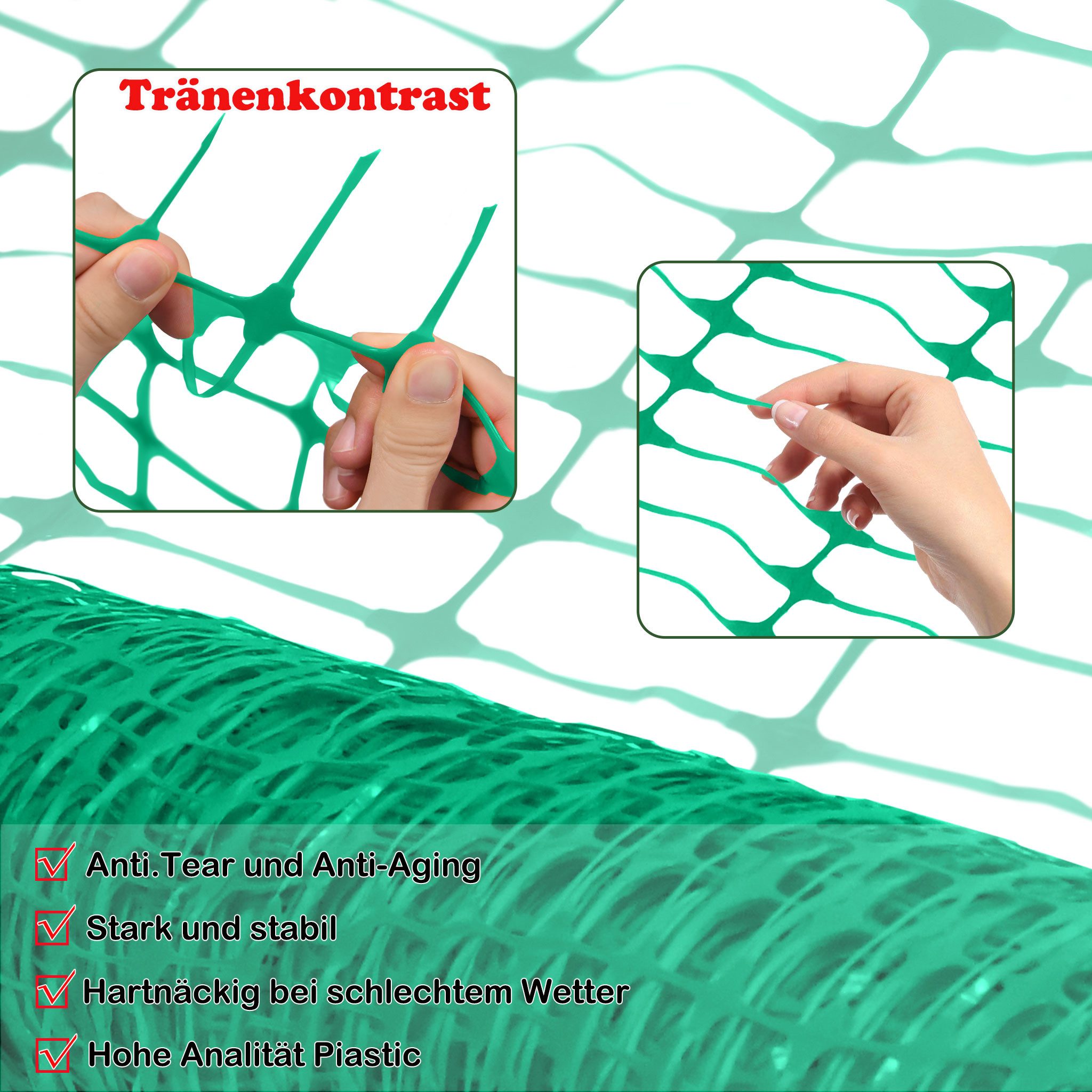 FIVMEN Wildzaun Absperrzaun Bauzaun Begrenzungszaun, Nutztierzäune 100 cm hoch, für Geflügelgehege Warnnetz, Grün(mit Bodenspikes) – Bild 4 von 5