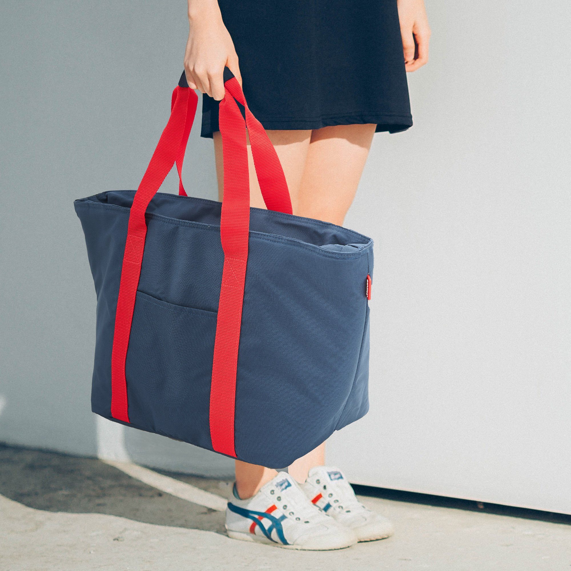 Flaschenfächer Kühlfunktion achilles Freizeittasche / navy mit rot mit Einkaufsshopper Shopper-Tasche
