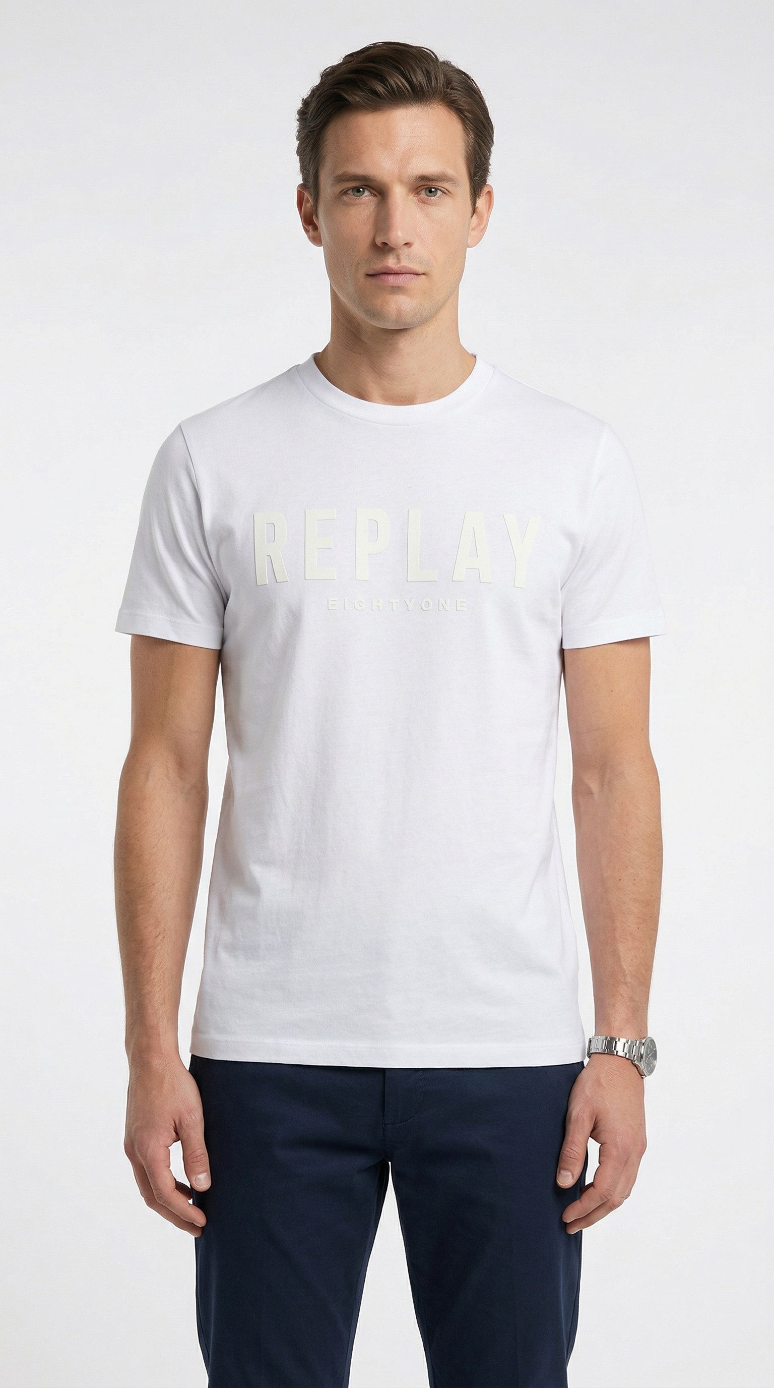 Replay T-Shirt Baumwoll-Qualität, Logoschriftzug – Bild 2 von 5