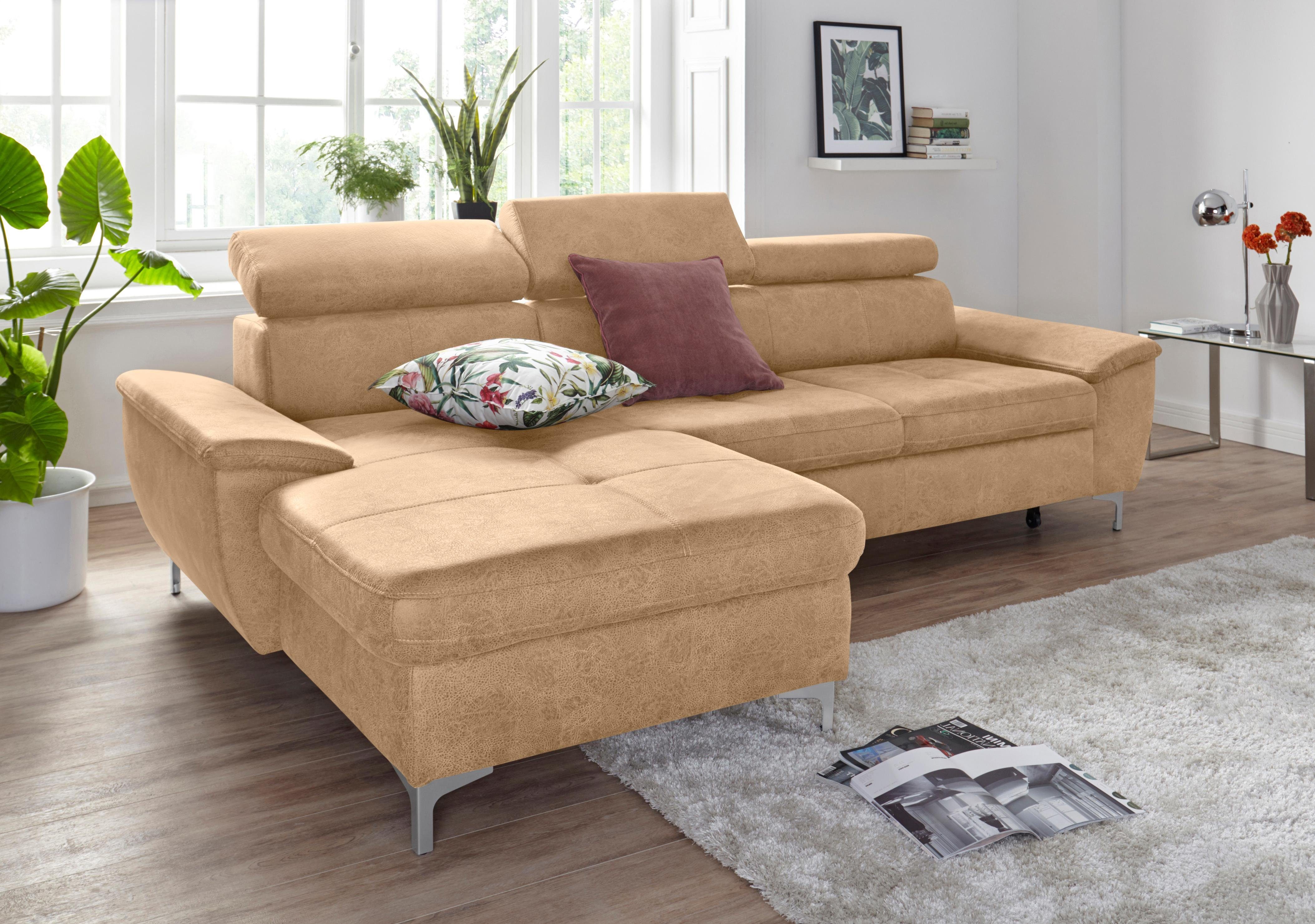 exxpo - sofa fashion Ecksofa, wahlweise mit Bettfunktion, Inklusive Kopf-  bzw. Rückenverstellung
