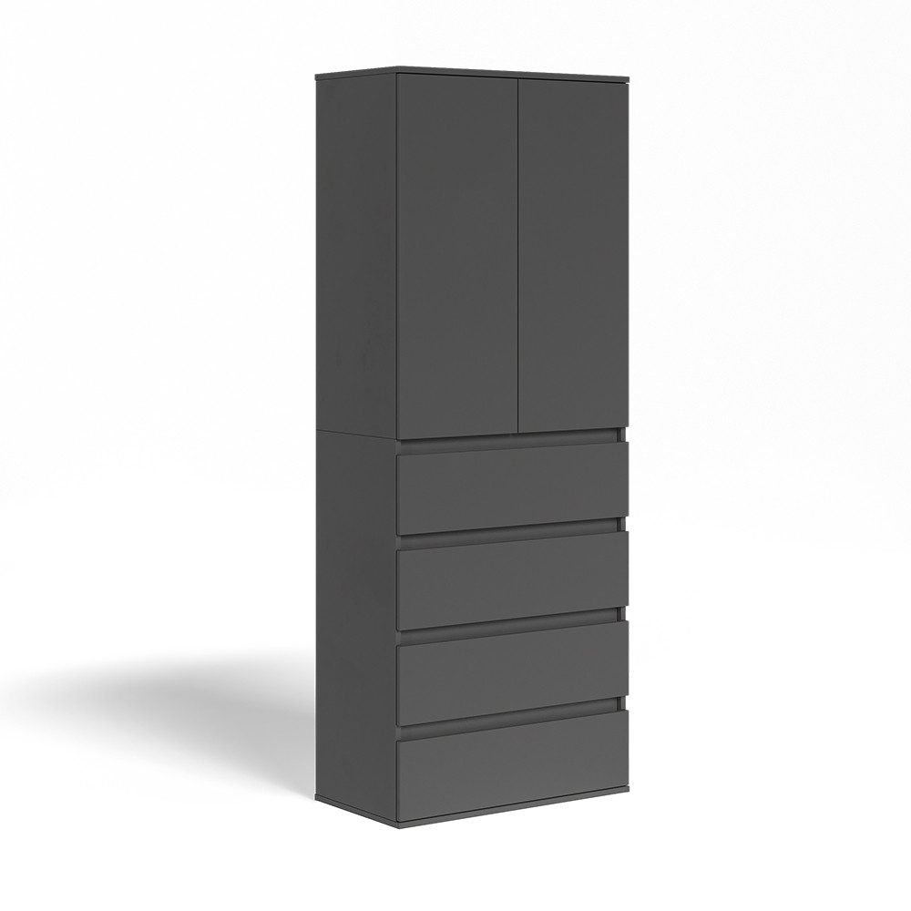 Vicco Kleiderschrank Claus, Anthrazit, 74 x 191.5 cm mit 4 Schubladen (1-St)