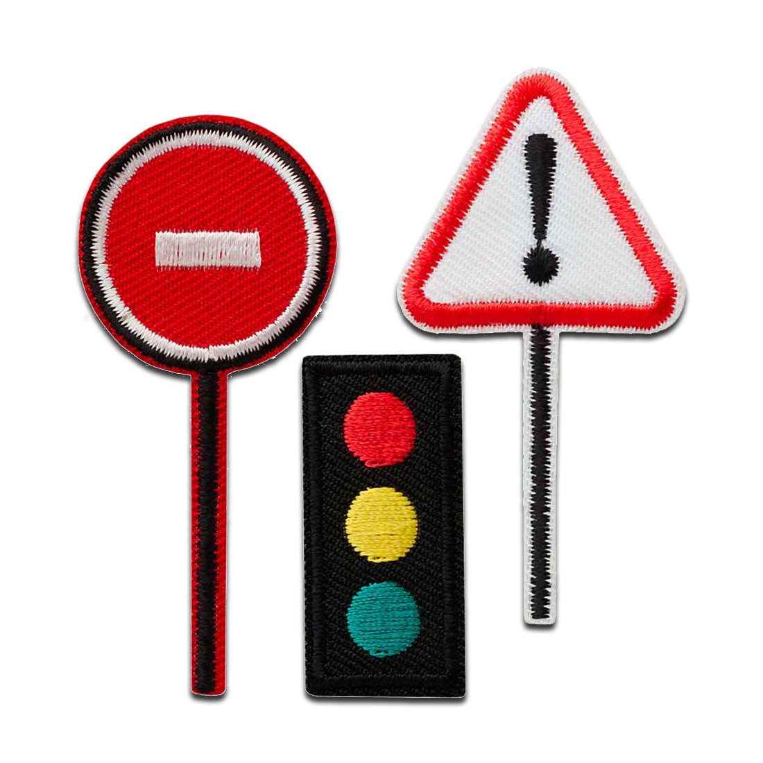 Mono-Quick Aufnäher Bügelbild, Aufbügler, Applikationen, Patches, Flicken, zum aufbügeln, Polyester, Create Verkehrszeichen - Größe: 6,4 x 3,2 cm