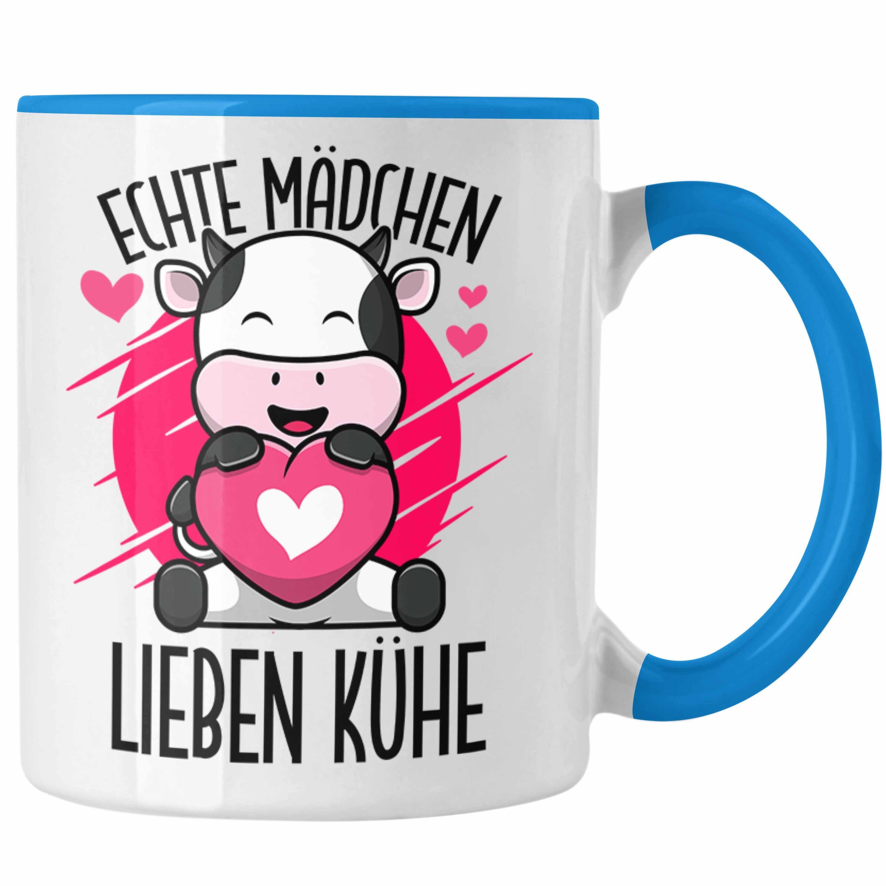 Trendation Tasse Tasse Kuh Liebhaber Kühe für Geschenkidee Mädchen Blau Lustige