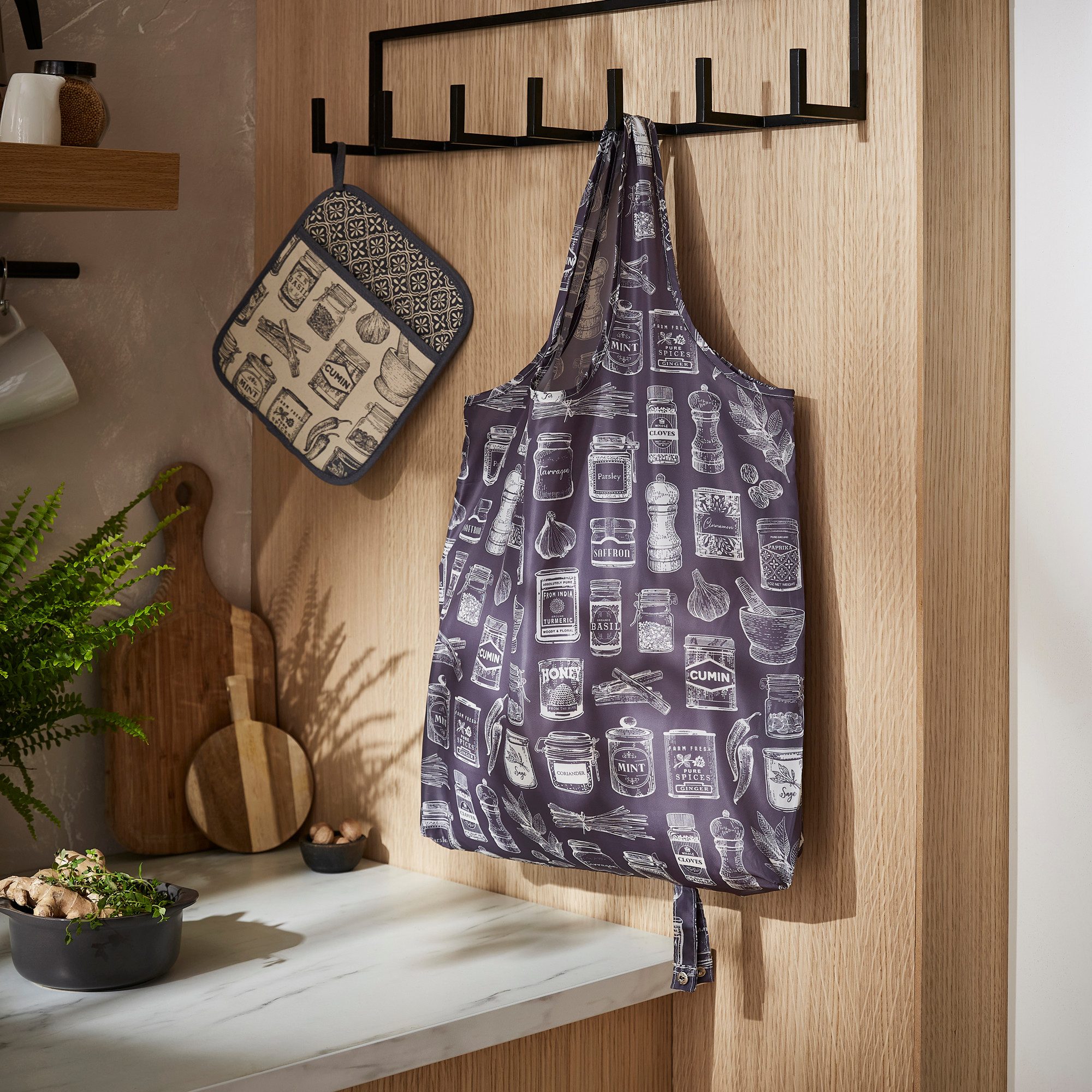 Ulster Weavers Einkaufsbeutel Herbs & Spices, faltbare Einkaufstasche incl. Tragegriffe ca.46x61cm Roll-up-Tasche