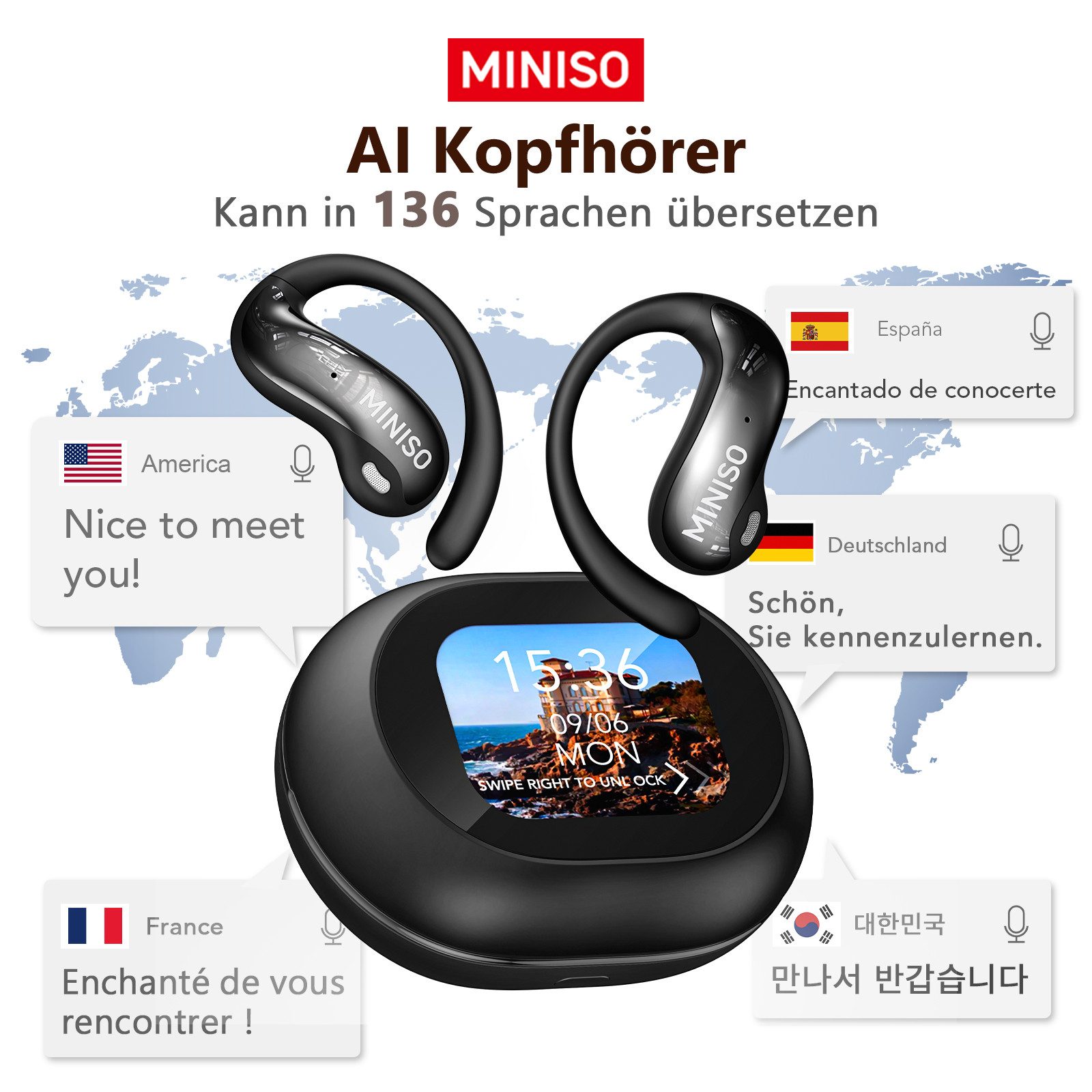 MINISO MINISO MS188 Offene Kopfhörer mit 134 Sprachen Bluetooth-Kopfhörer