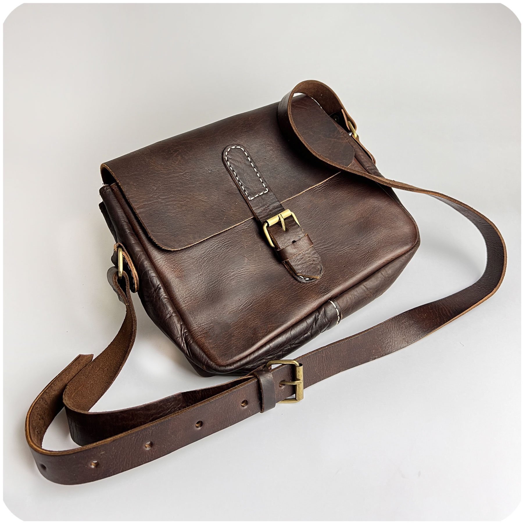 SIMANDRA Handtasche Leder-Handtasche Noura 20x23cm, elegante marokkanische Schultertasche Dunkelbraun | Handtaschen