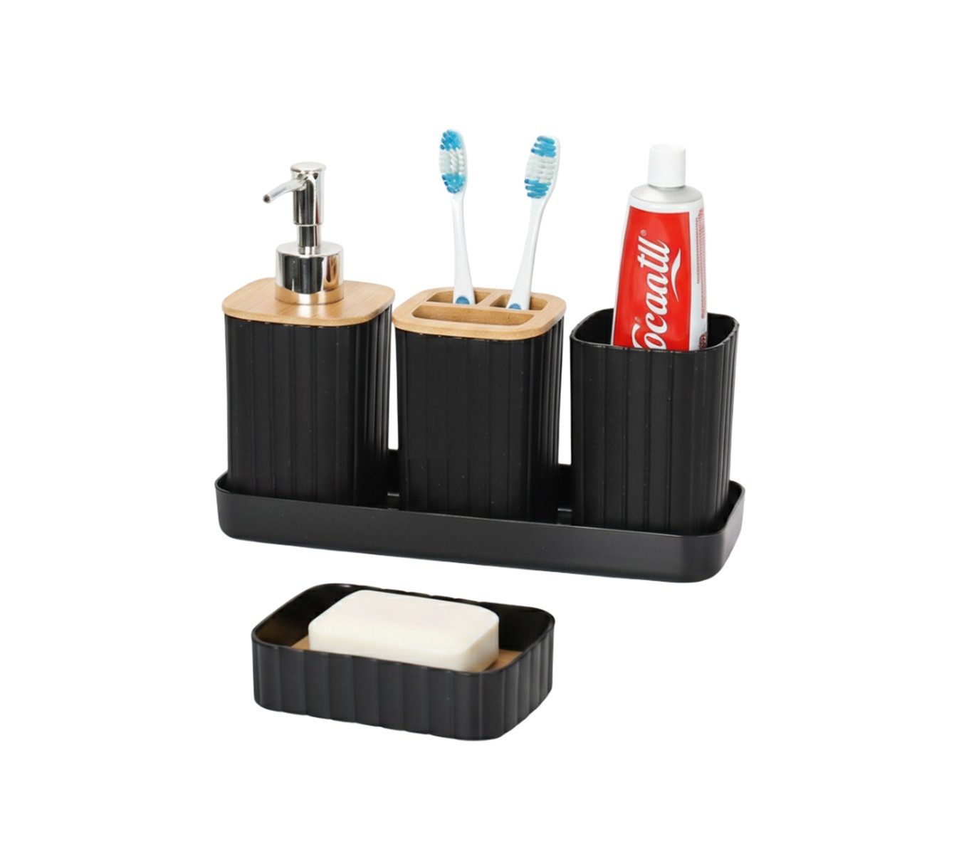 Cheffinger Badaccessoire-Set Badezimmer-Set 5-tlg – Modernes Zubehör für Bad & Gäste-WC, 5 tlg.