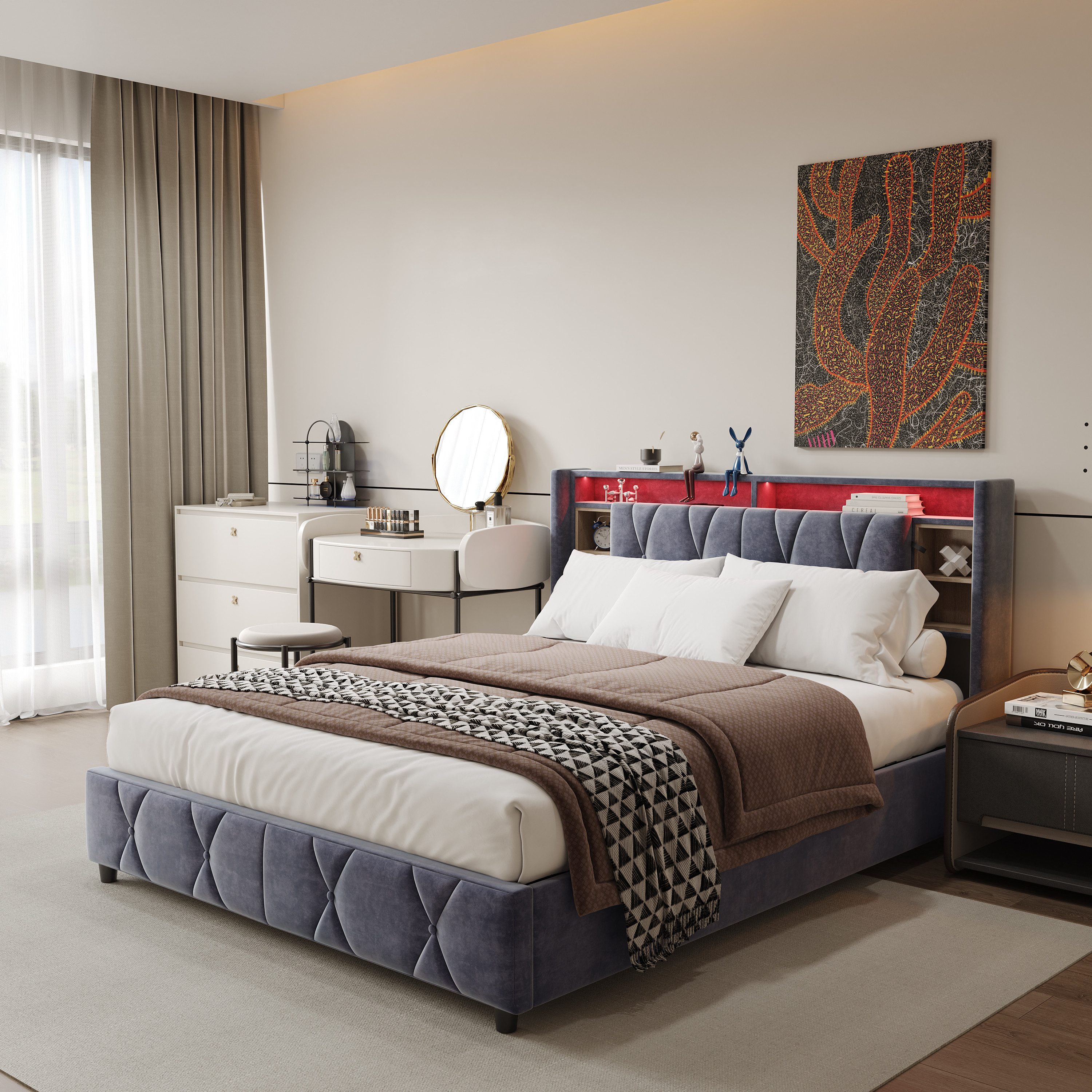 Furnishings Home Polsterbett Stauraumbett Doppelbett Mit günstig online kaufen