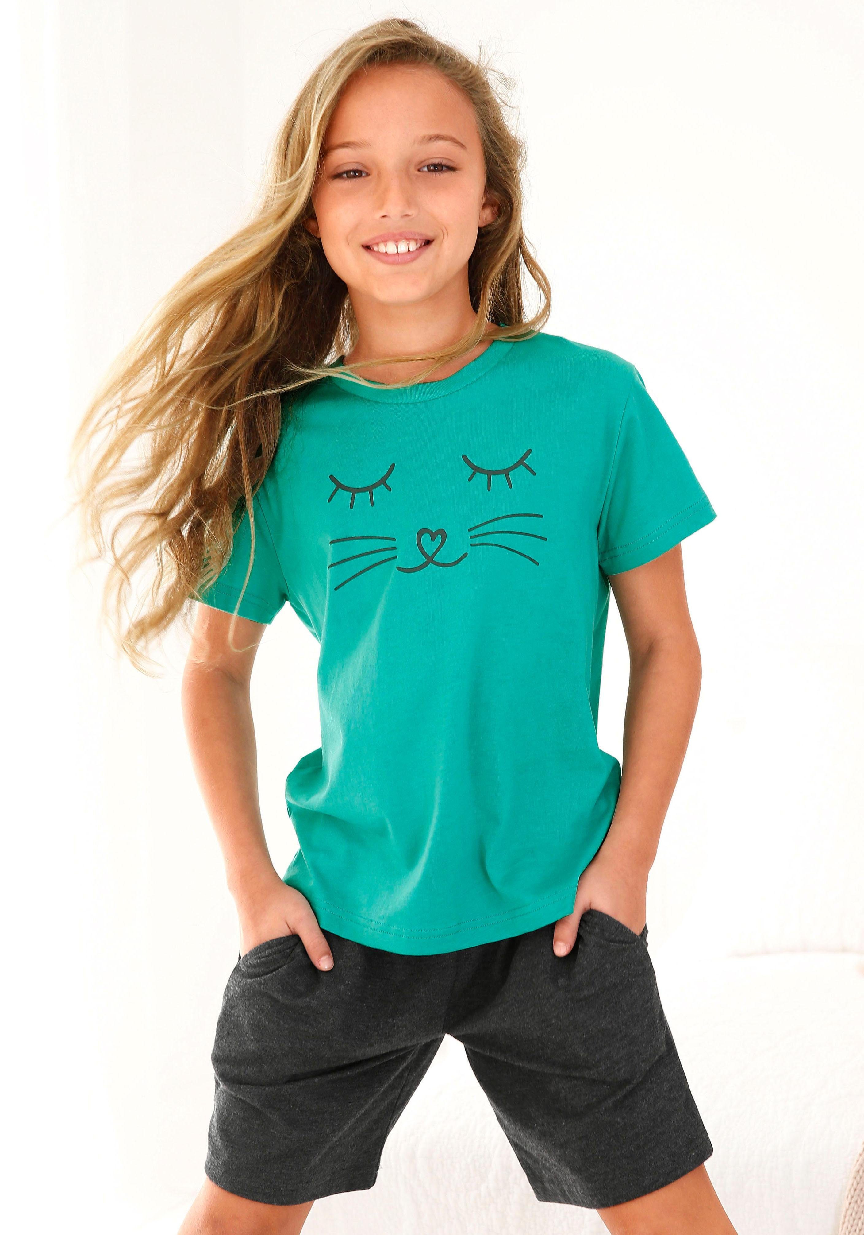 Vivance Pyjama (2 tlg., 1 Stück) Schlafanzug mit Cat Print