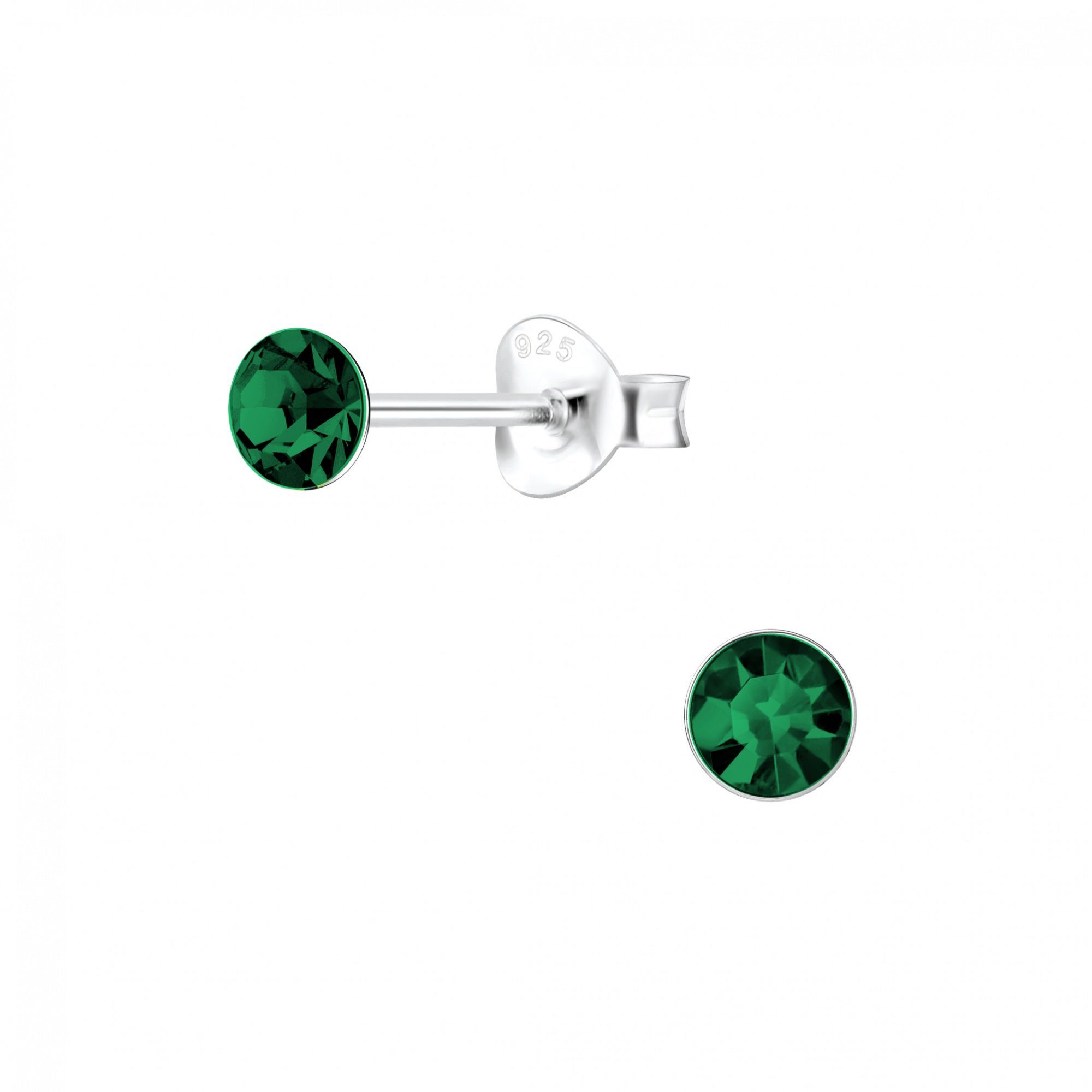 ALEXANDER YORK Paar Ohrstecker KRISTALL 4 mm emerald, 2-tlg. (Ohrstecker)