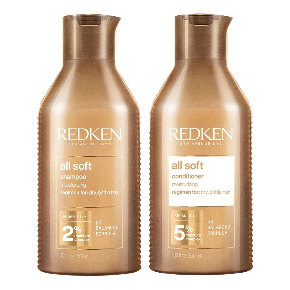 Redken Haarpflege-Set Redken All Soft Shampoo & Conditioner Set 2x300 ml mit Argan-Öl, 2-tlg., Shampo + Conditioner, reichhaltig