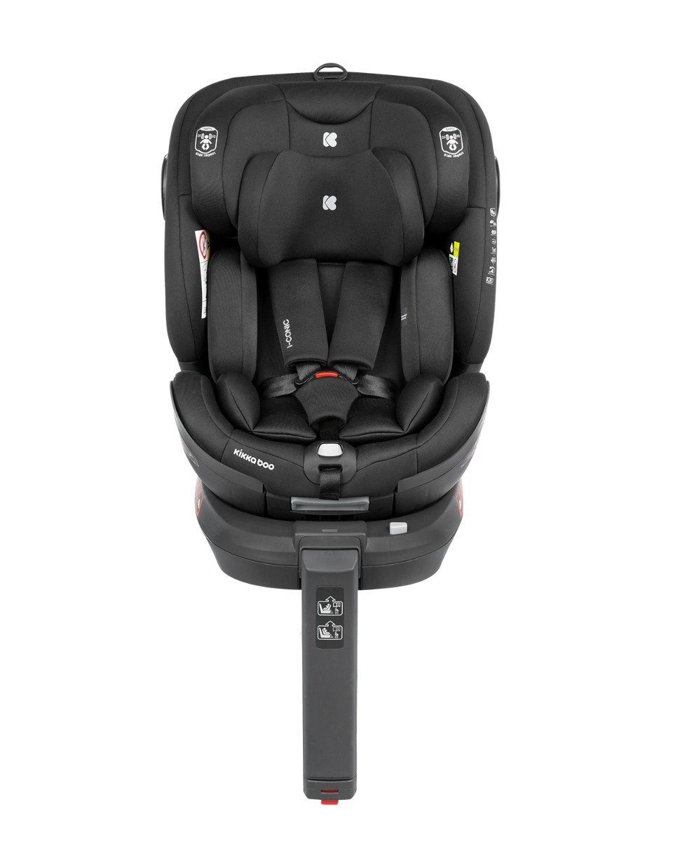 360° drehbar 36 cm) Isofix, Kindersitz Kikkaboo Autokindersitz (40-150 i-Conic, kg, i-Size, Stützbein, bis: schwarz