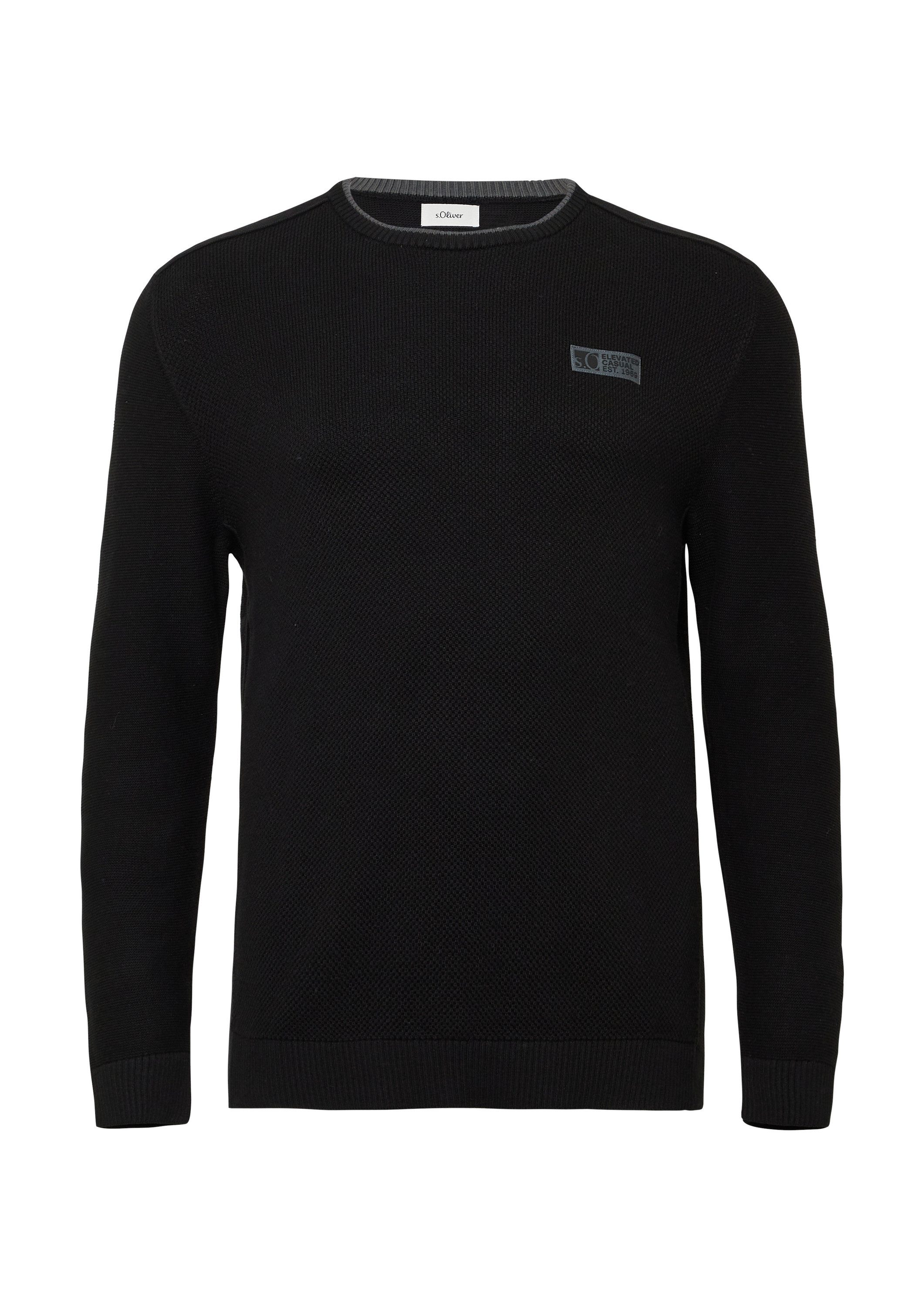 s.Oliver Kurzarmpullover Strickpullover Strickpullover aus Baumwolle mit St günstig online kaufen