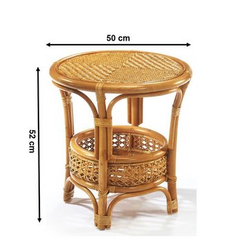 Kobolo Beistelltisch Tisch Ablagetisch NIMES aus Rattan (mit Ablagekorb, 1-St)