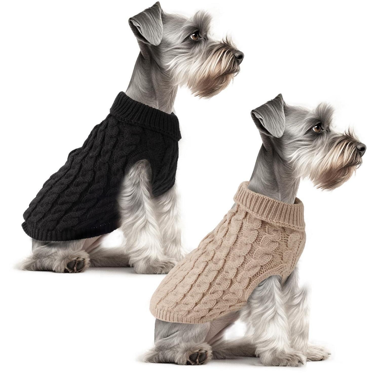 LuxusKollektion Hundepullover Hundepullover 2er-Pack Beige+Schwarz M