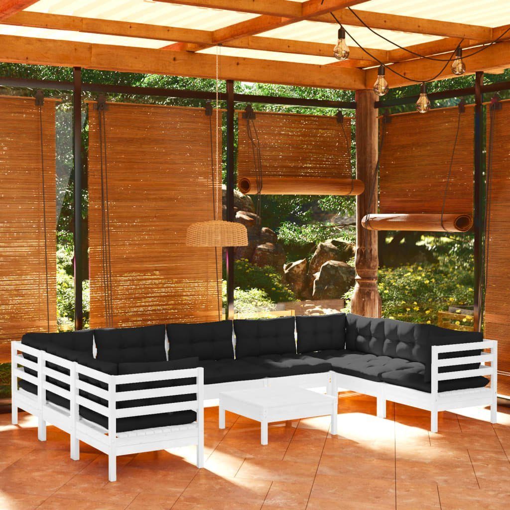 vidaXL GartenloungeSet »10tlg. GartenLoungeSet mit Kissen Weiß