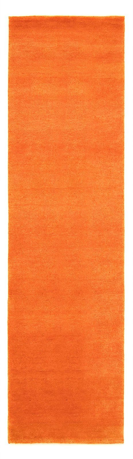 Wollteppich Einfarbig Arancione 200 x 80 cm, morgenland, rechteckig, Höhe: 18 mm, Handgeknüpft