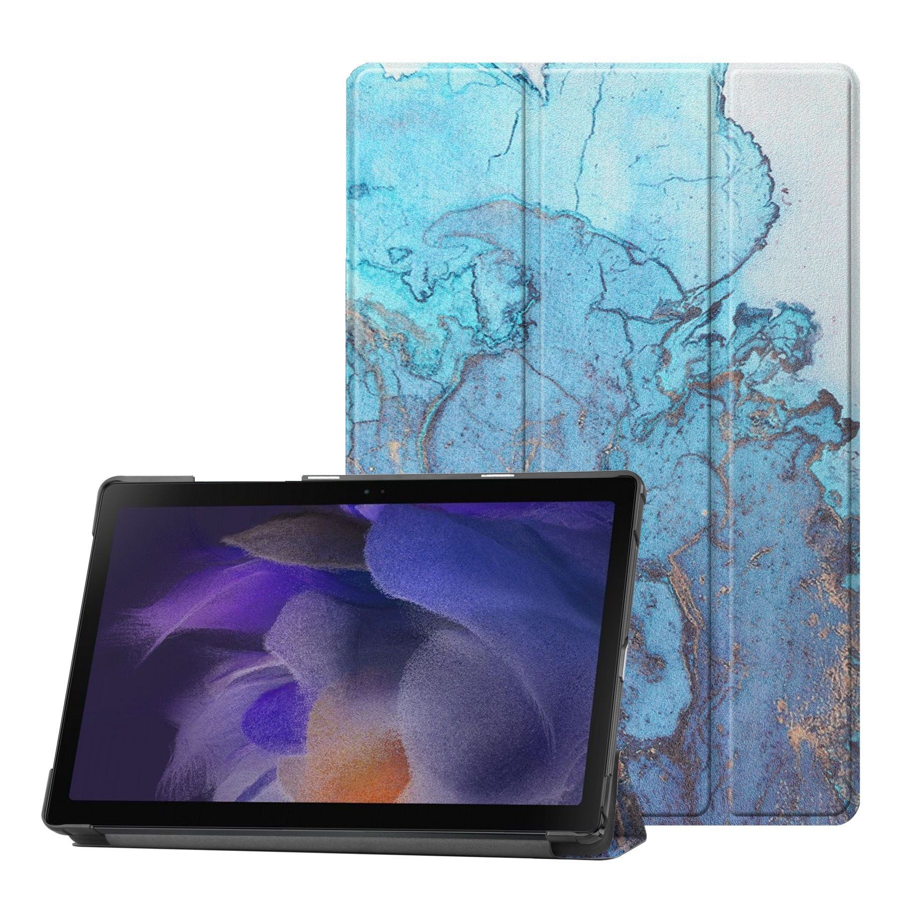 FroShop Tablet-Hülle Schutzhülle für Lenovo Tab M11 11" 2024 TB-330FU, TB-330XU Wake Up, Sleep Hülle Etui Smart Cover Tasche - Farbe BLAU/GOLD MARMOR