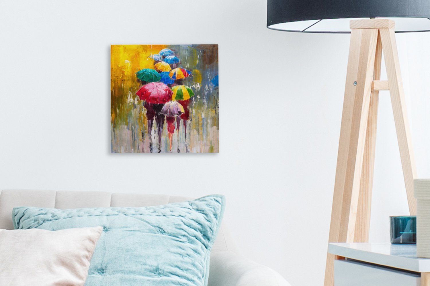 Schlafzimmer Leinwand für - - Regenschirm Gemälde (1 St), OneMillionCanvasses® Öl, Bilder Gemälde Wohnzimmer