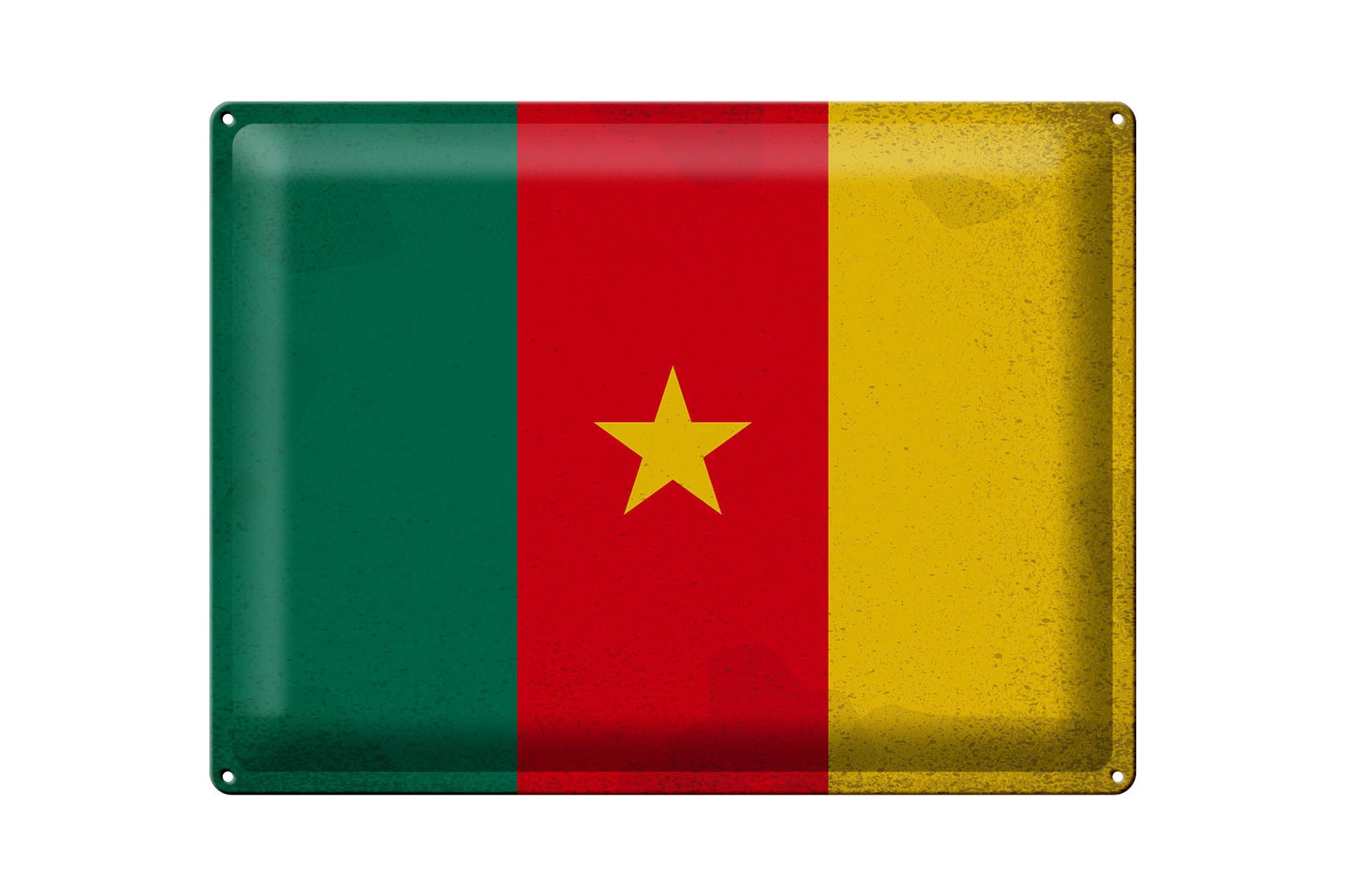 Metallschild Flagge Kamerun 40x30cm Flag of Cameroon Vintage