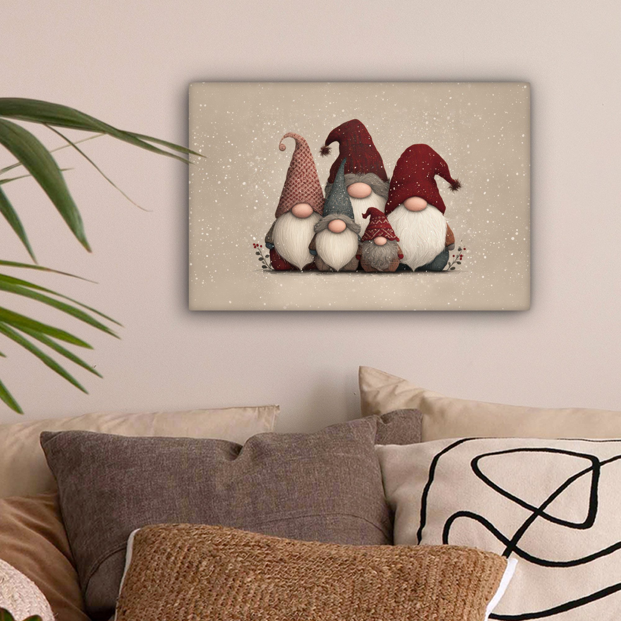OneMillionCanvasses® Leinwandbild Wichtel - Weihnachten - Schnee - Zipfelmü günstig online kaufen