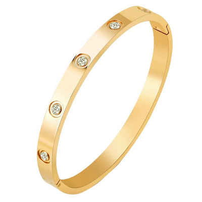 ROUGEMONT Edelstahlarmband Massives Edelstahl Armband Gold Armreif 18K Gold Hochglanz