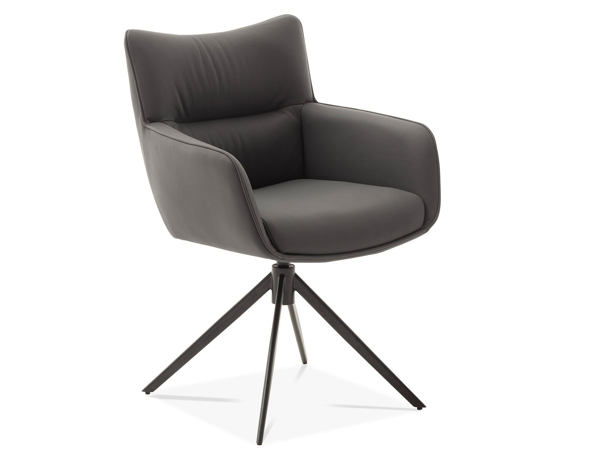 Moebel-Eins Polsterstuhl, LUCCINO Schalenstuhl, Material Echtleder, Gestell schwarz matt