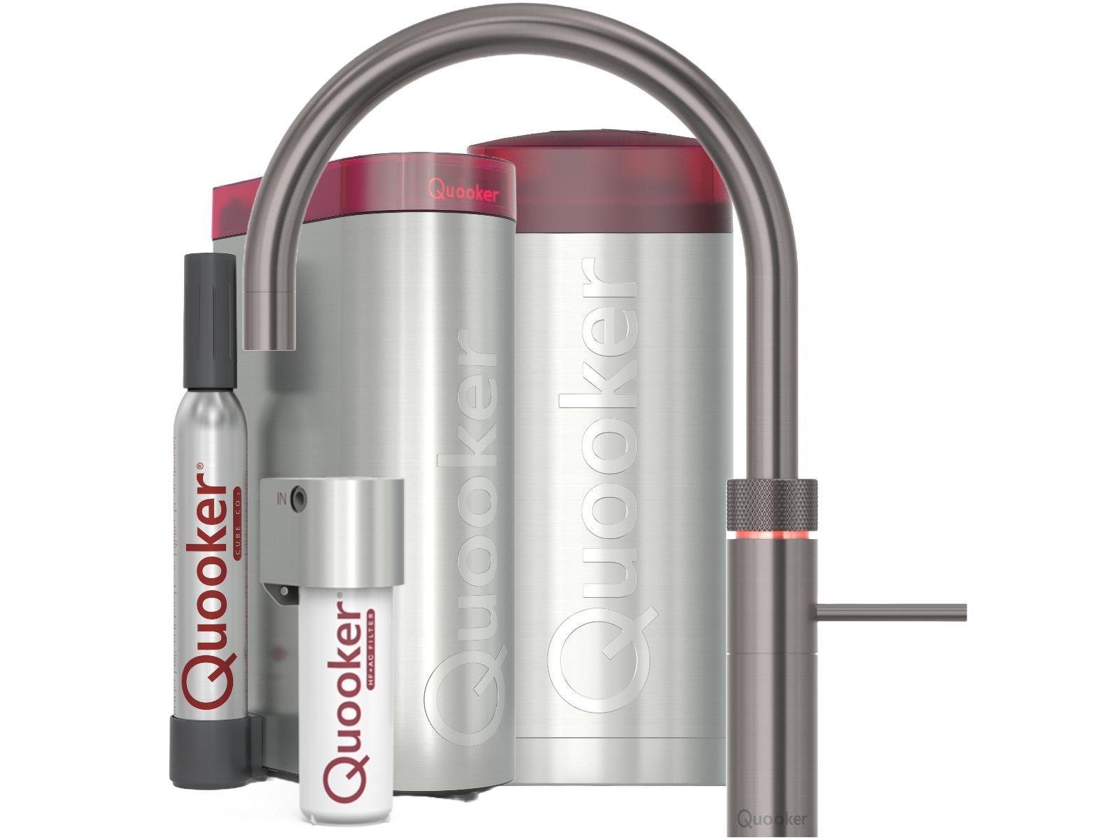 QUOOKER Küchenarmatur Fusion Round mit COMBI Reservoir & CUBE Gunmetal 22FRGMECUBE2 *inkl. 7 JAHRE GARANTIE* | Armaturen