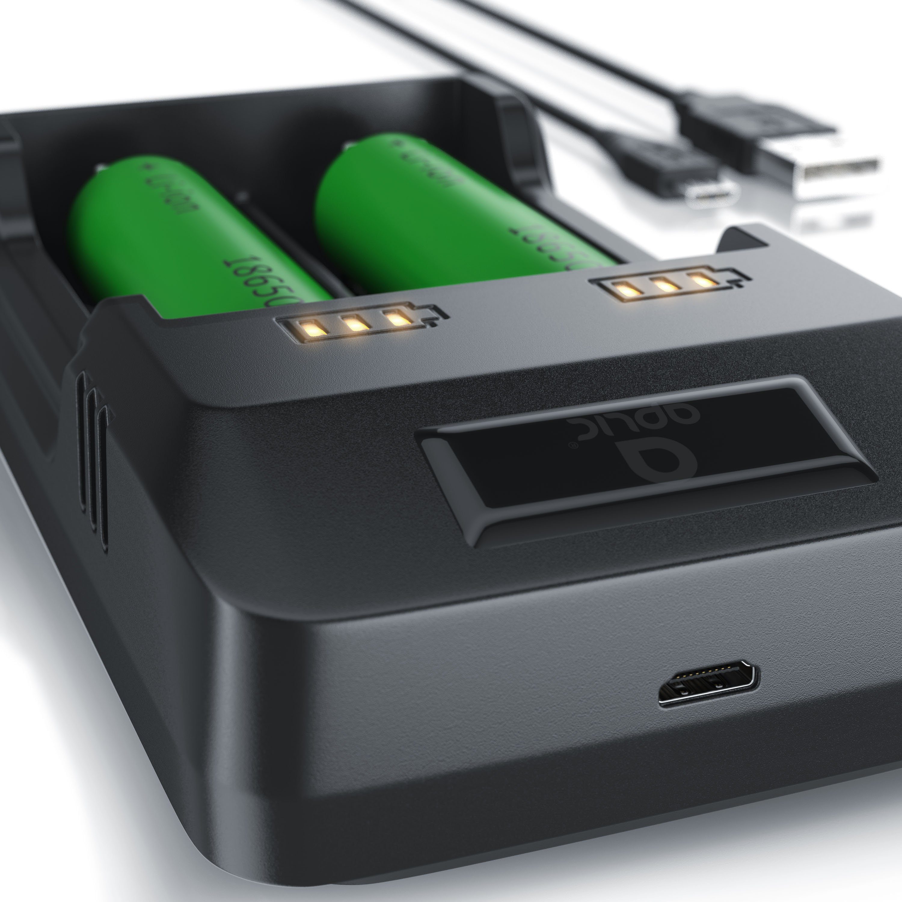 Aplic Batterie-Ladegerät (2000 mA, USB Akku Lader mit zwei Steckplätzen für Ni-MH / Ni-Cd / Li-ion Akkus)