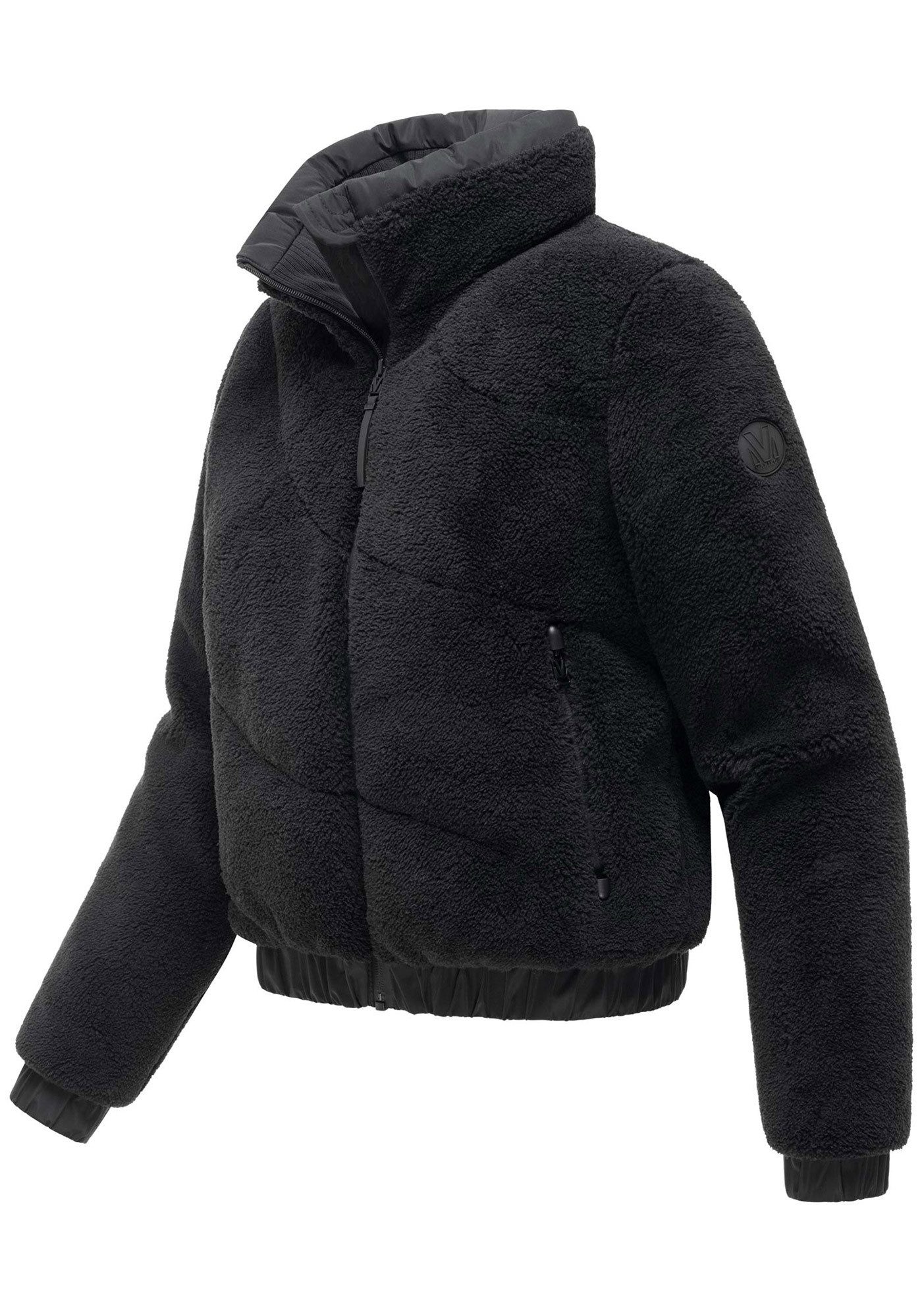 Marikoo Winterjacke Yuvaa Damen Teddyjacke kurz aus weichem Teddyfleece mit Stehkragen