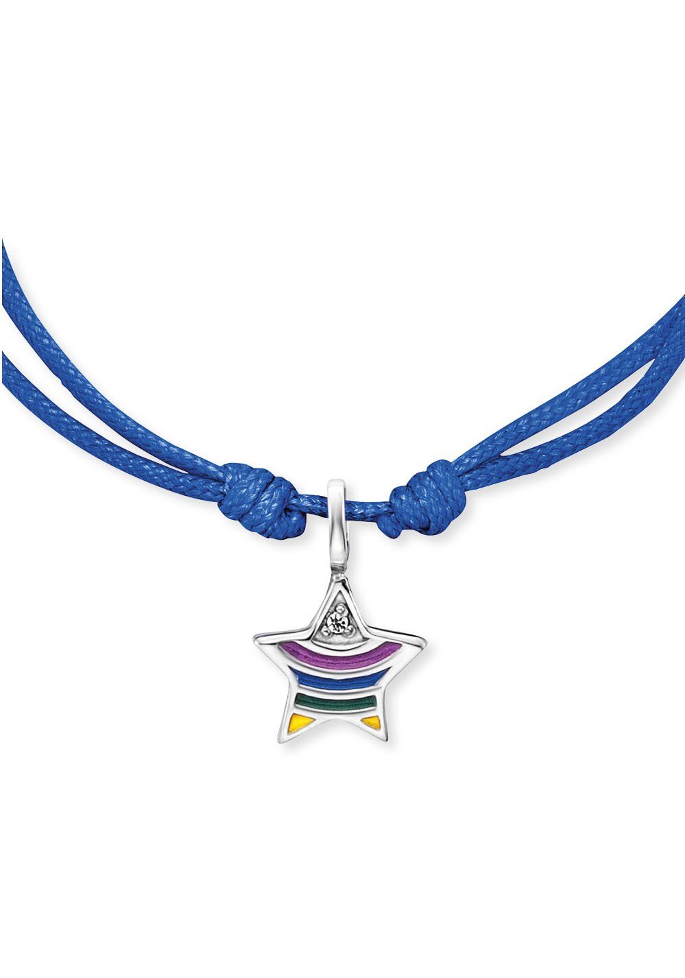 mit und Herzengel rhodiniertem kombiniert Emaille, rainbow, Armband Emaille HEB-STAR-RAINBOW, Silber Aus Nylon Stern mit 925