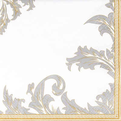 HOME FASHION Papierserviette 20 Servietten Luxury gold/silver - Ornamente edel gold/silber 33x33cm, (20 St)