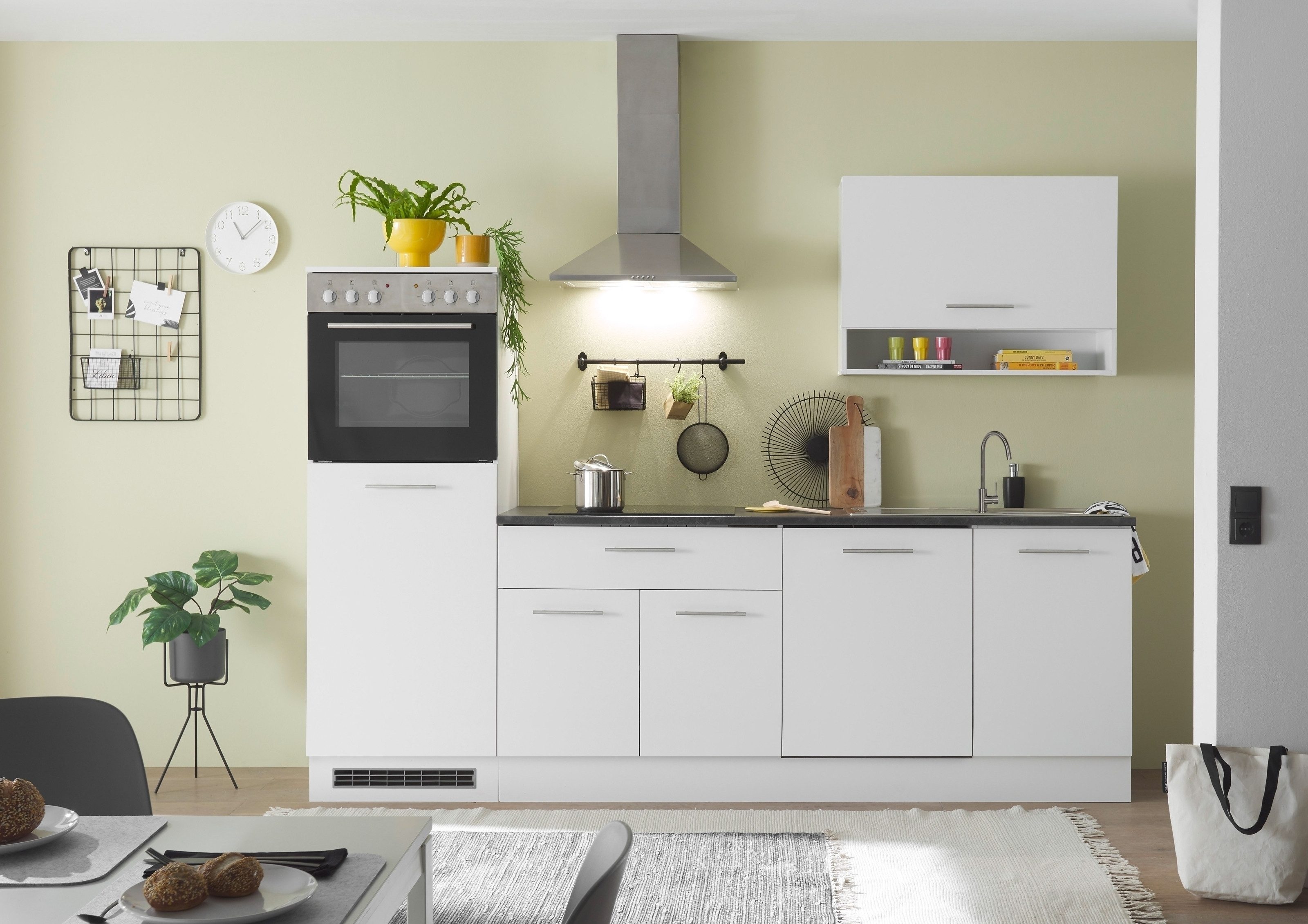 freiraum Küche Eddy, Küchenzeile ohne Elektrogeräte in Weiß matt - 260x220x60 cm (B/H/T)