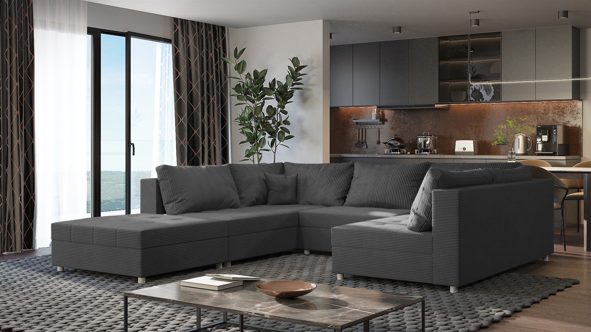 Fun Möbel Wohnlandschaft Sofa U-Form ANDRO, günstig online kaufen