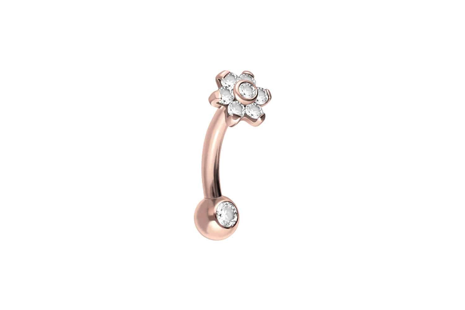 PIERCINGLINE Bauchnabelpiercing Titan Banane mit Push Fit BLUME MIT 7 KRIST günstig online kaufen