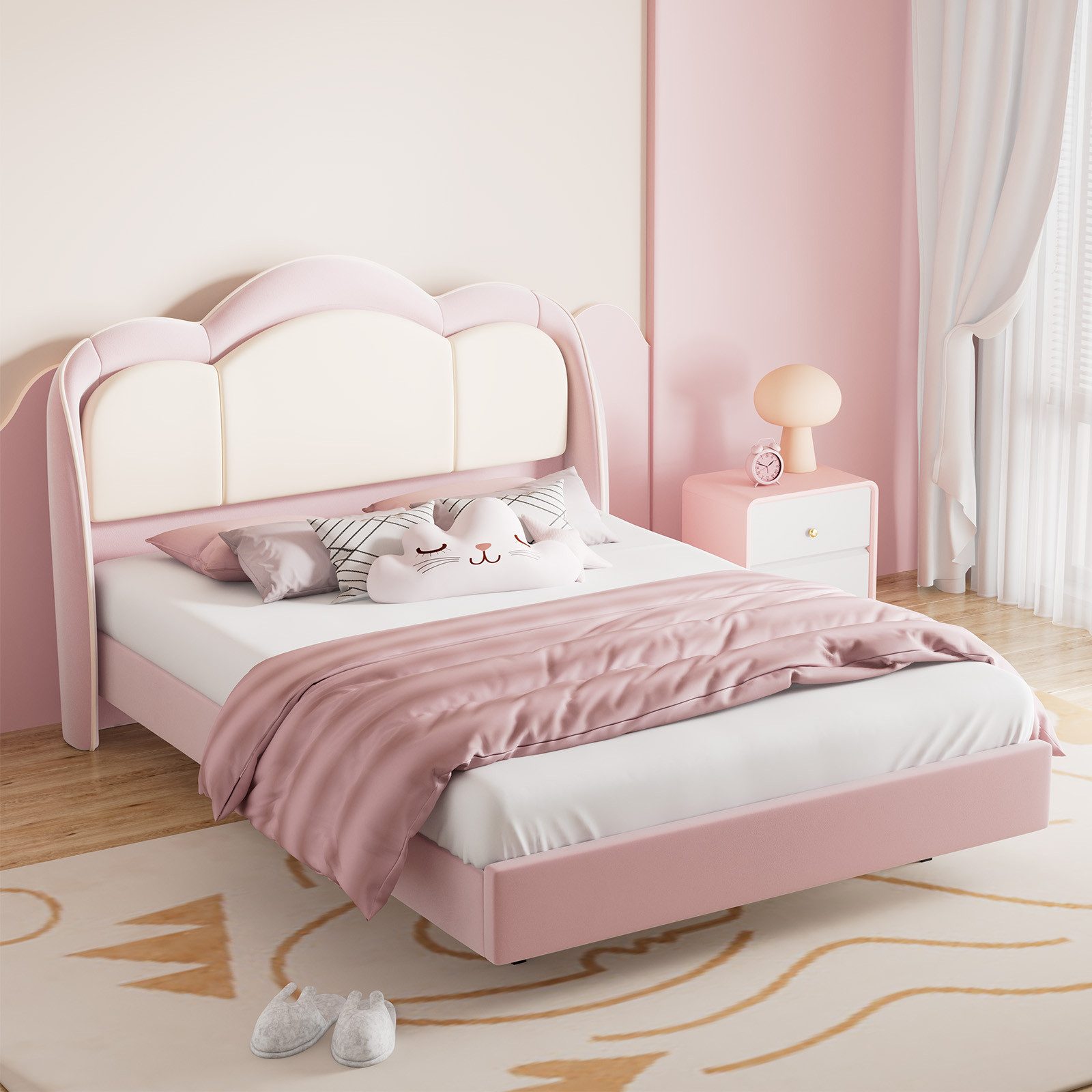 HOMAVO Jugendbett Kinderbett , Polsterbett,Samtbezug, LED-Licht, günstig online kaufen