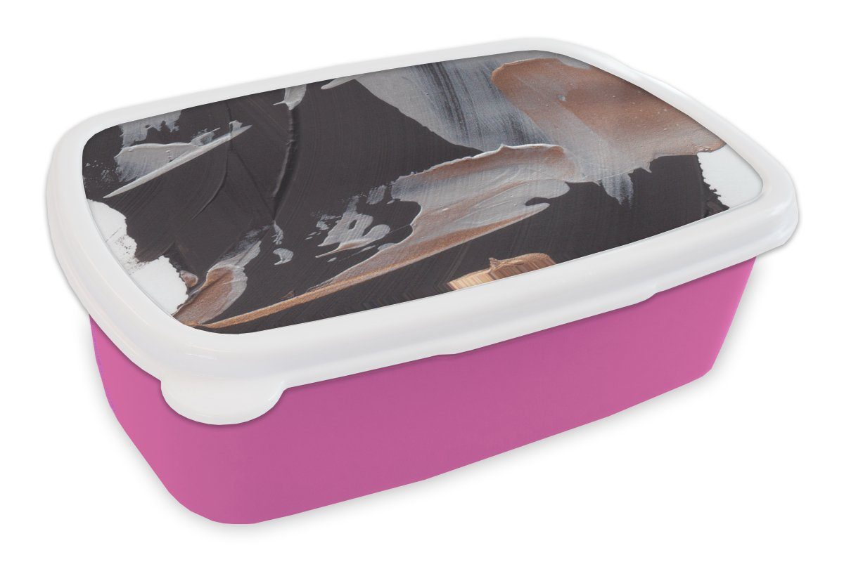 Abstrakt Brotbox Kinder, - Lunchbox (2-tlg), Kunststoff Erwachsene, Farbe - rosa für Gold, Snackbox, Mädchen, Brotdose MuchoWow Kunststoff,
