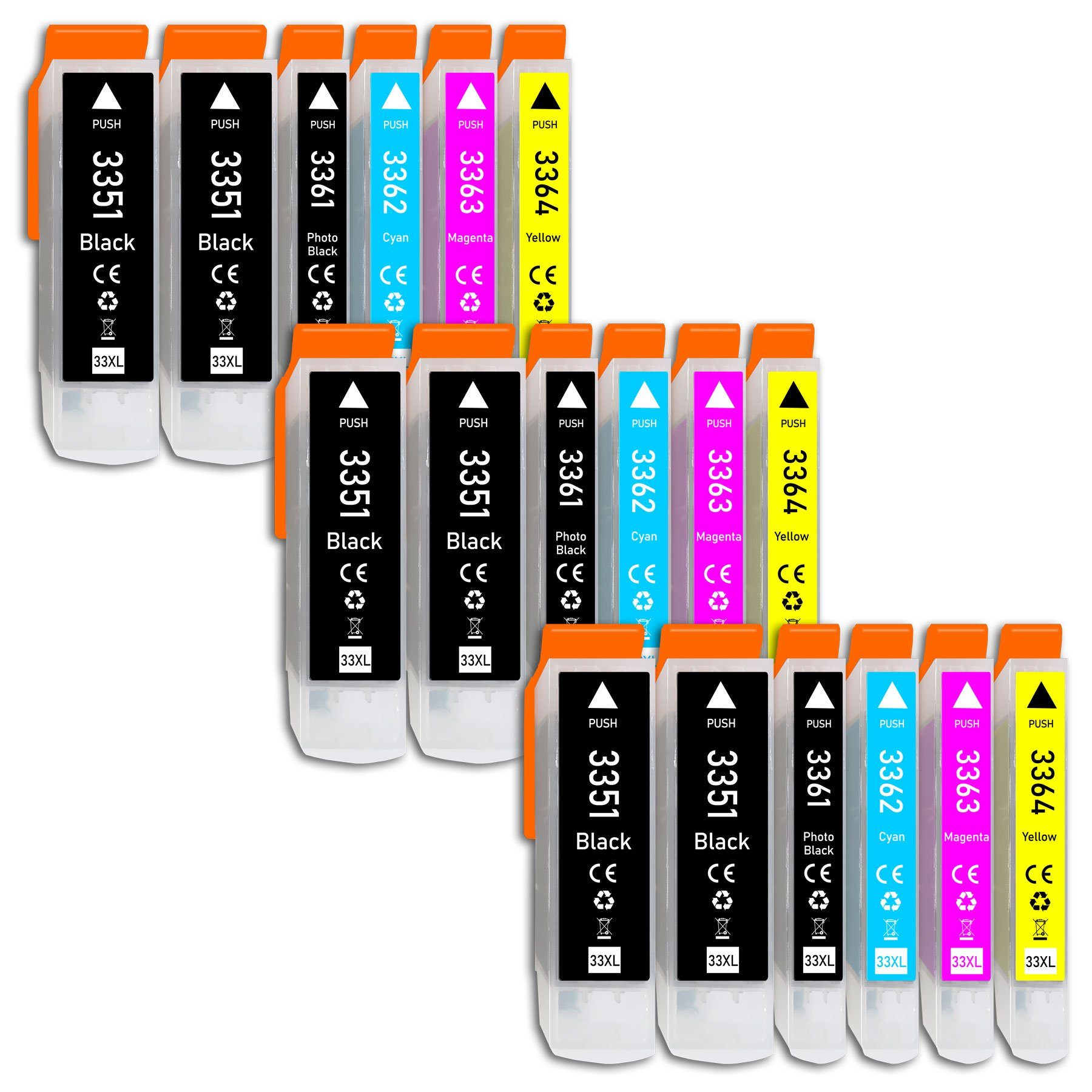 Druckerparadies 18er Multipack für Epson 33XL Tintenpatronen Set Tintenpatrone (18-tlg., für Epson XP530 XP540 XP630 XP635 XP640 XP645 XP830 XP900 XP7100)