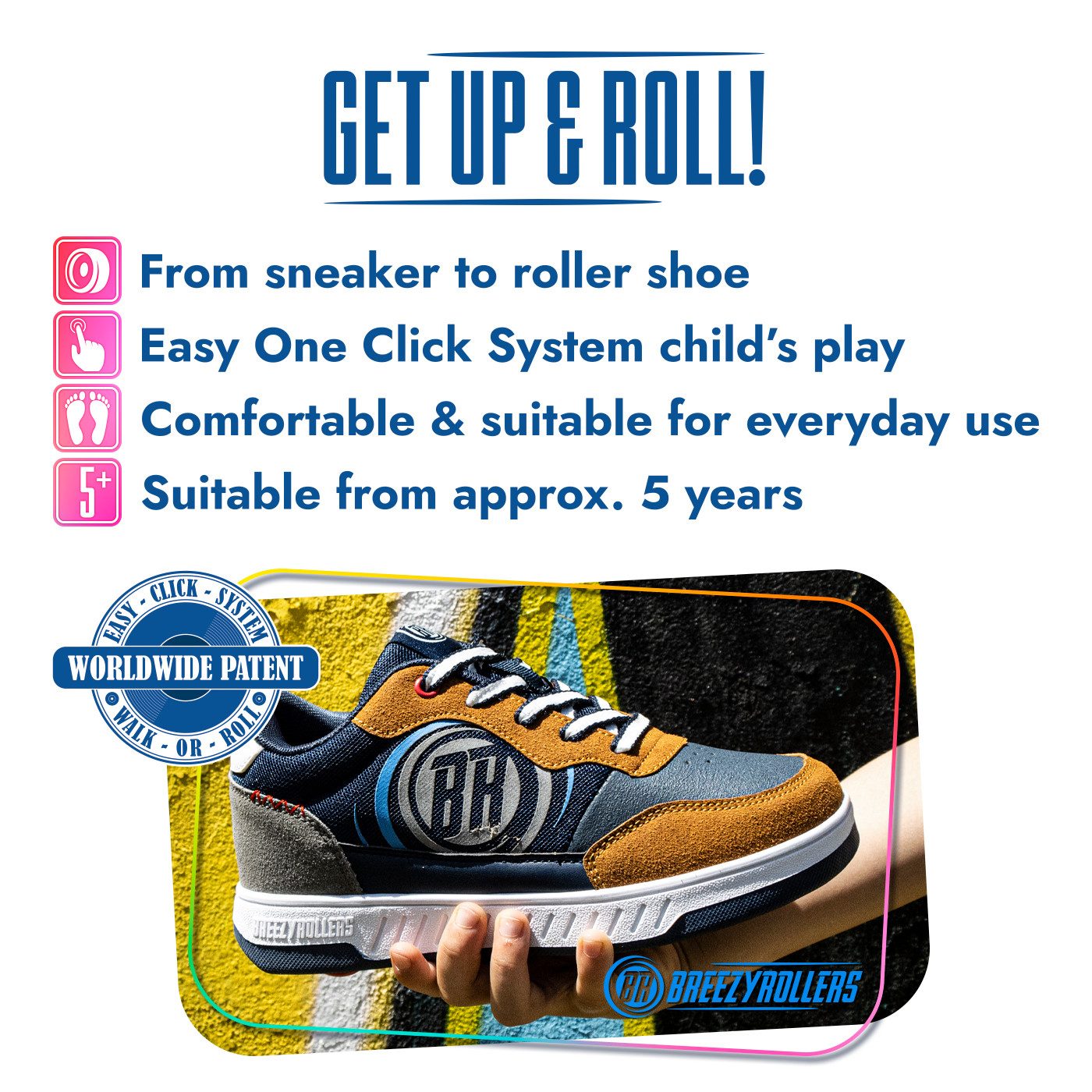 BREEZY ROLLERS Schuhe mit Rollen Rollschuhe Sneaker Heelys 2-in-1 Kinderschuhe Rollschuhe