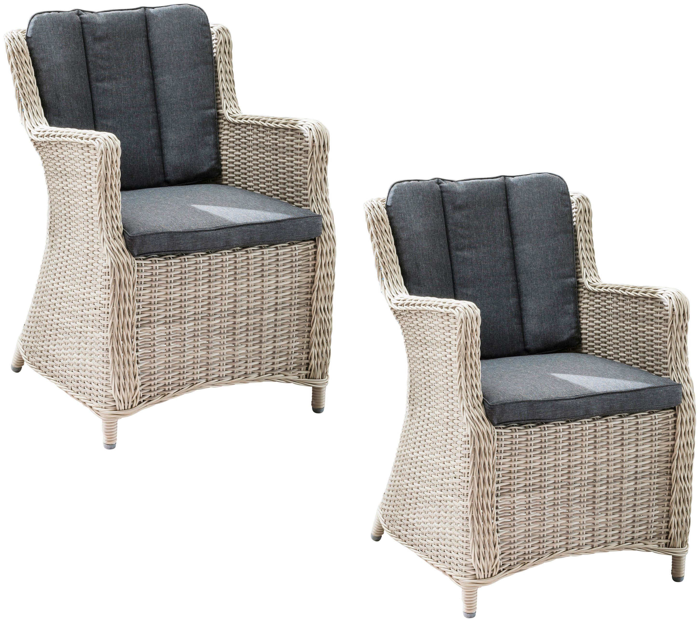 Destiny Gartensessel LUNA (Set, 2-St), Aluminium, Polyrattan, inkl. Auflagen