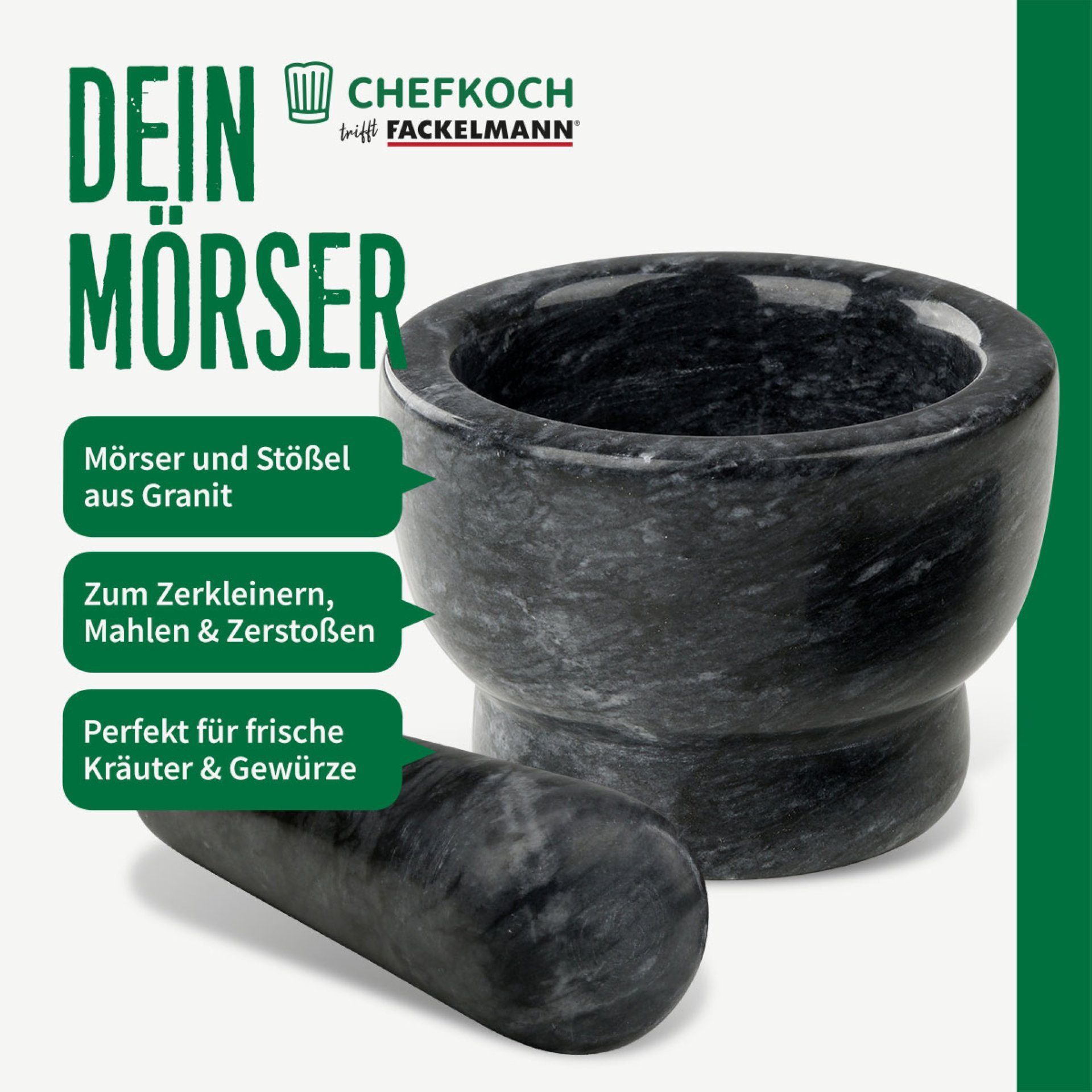 Chefkoch trifft Fackelmann Mörser Granit Mörser, Gewürzmörser, Kräutermörser, Pesto Mörser