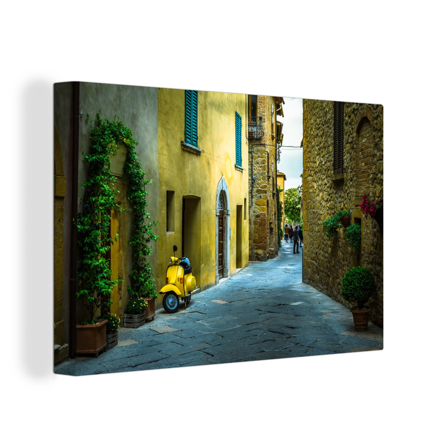 OneMillionCanvasses® Leinwandbild Straßen mit traditionellen Häusern in der toskanischen Stadt San, (1 St), Wandbild Leinwandbilder, Aufhängefertig, Wanddeko, 30x20 cm