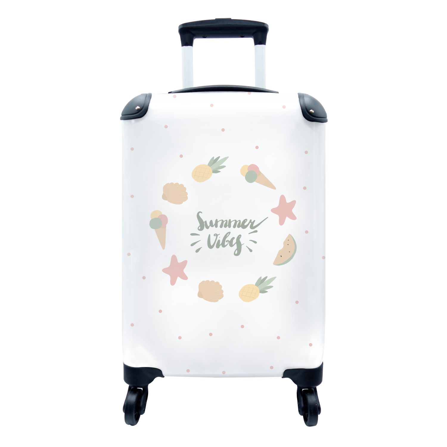 MuchoWow Handgepäckkoffer - Rollen, Obst Ferien, Reisetasche mit Muscheln, rollen, 4 Reisekoffer für Sommer Trolley, Handgepäck 