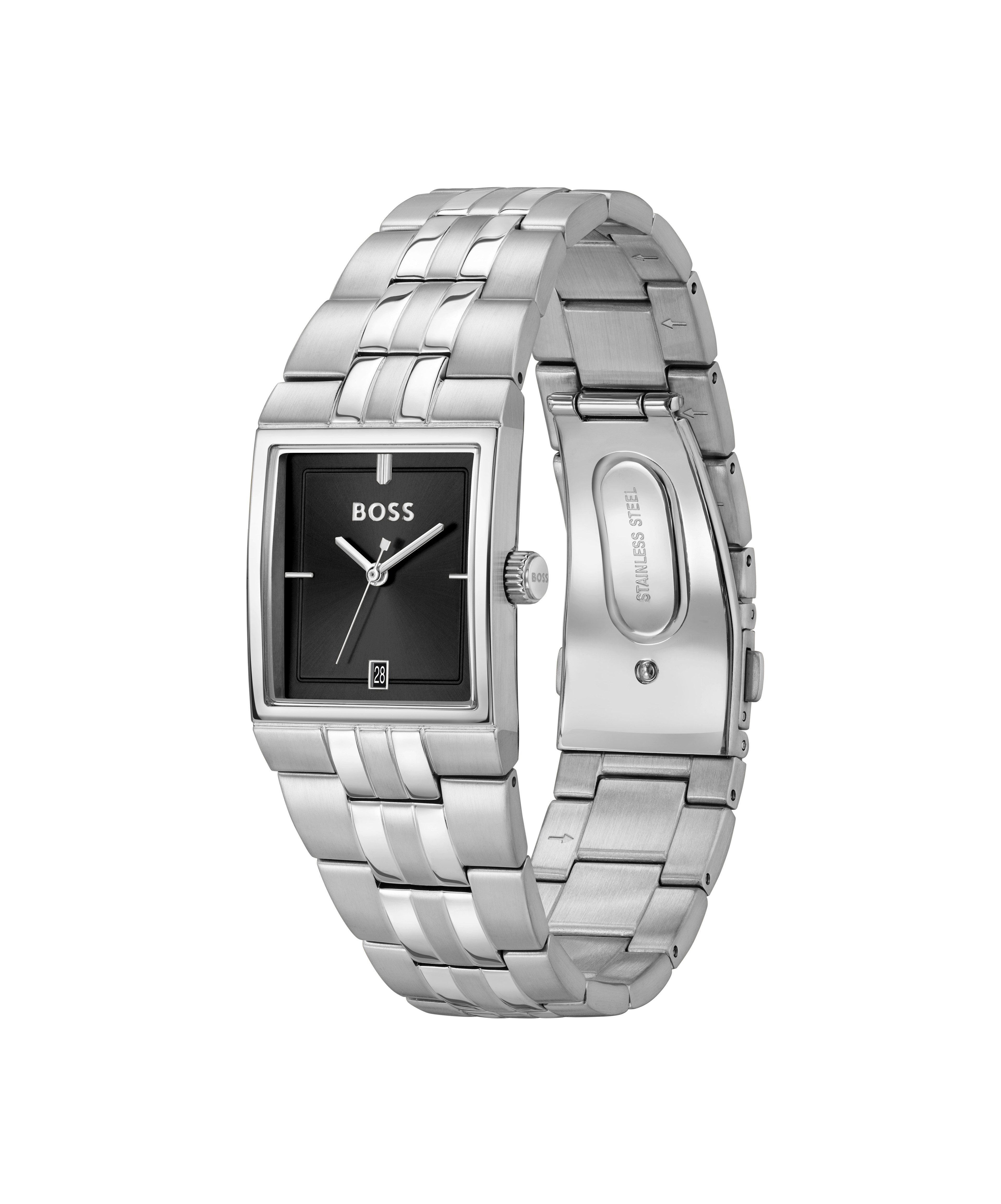 BOSS Quarzuhr STRIVO 1514331, Armbanduhr, Damenuhr, Herrenuhr, Edelstahlarmband, analog, Tag